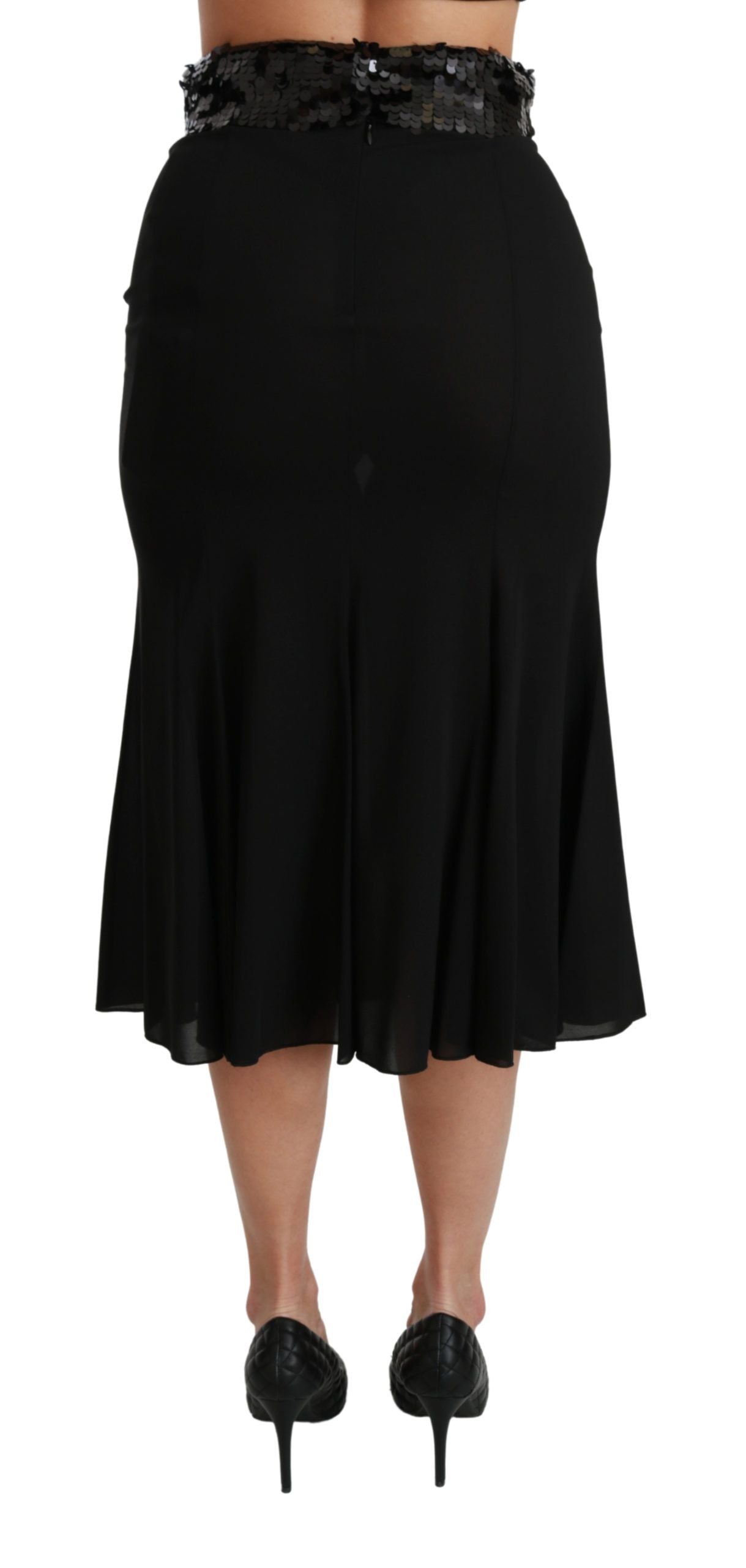 - Elegant High Waist Sequin Black Skirt
