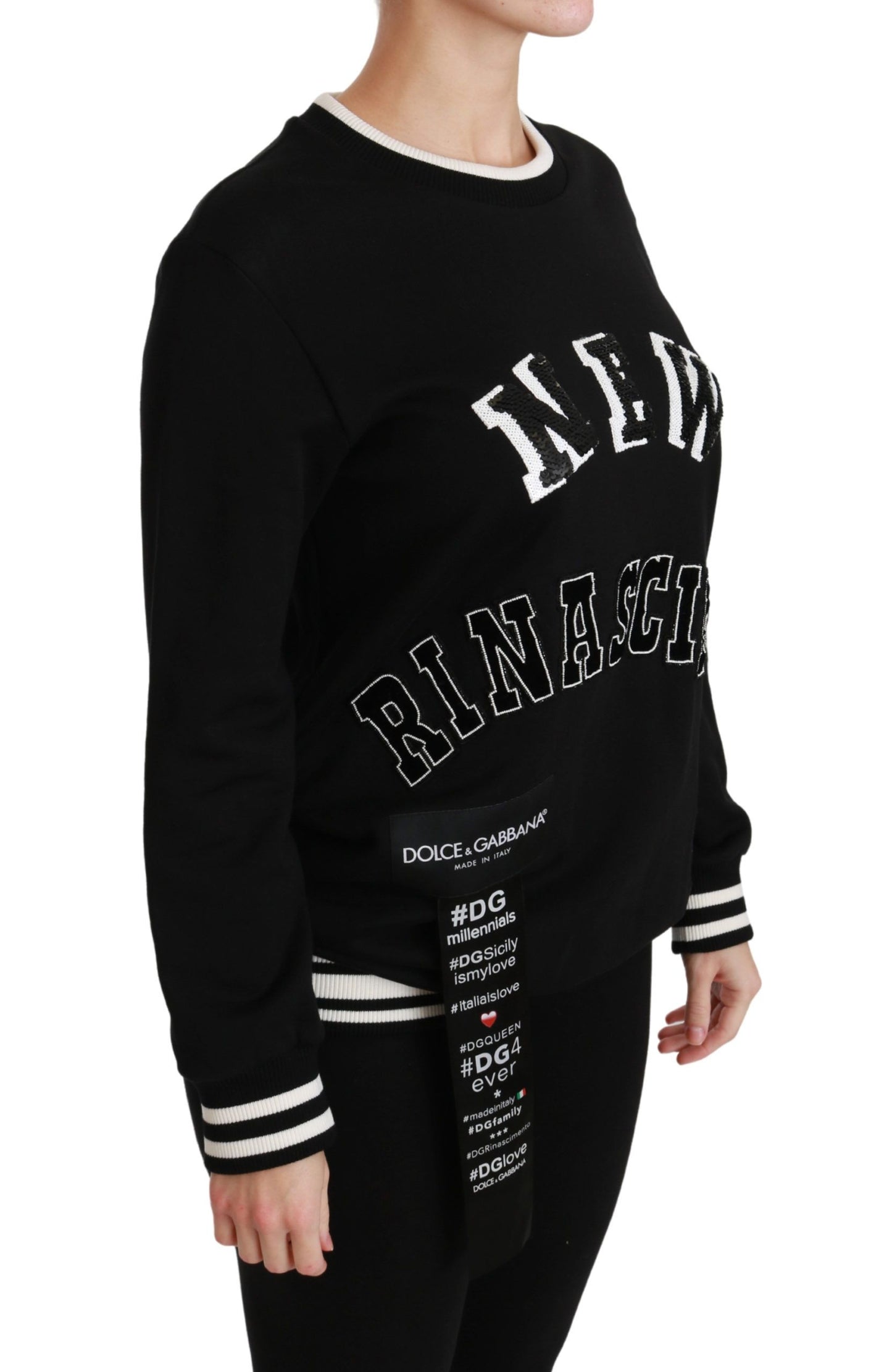 - Chic Black Sequined Cotton Sweater