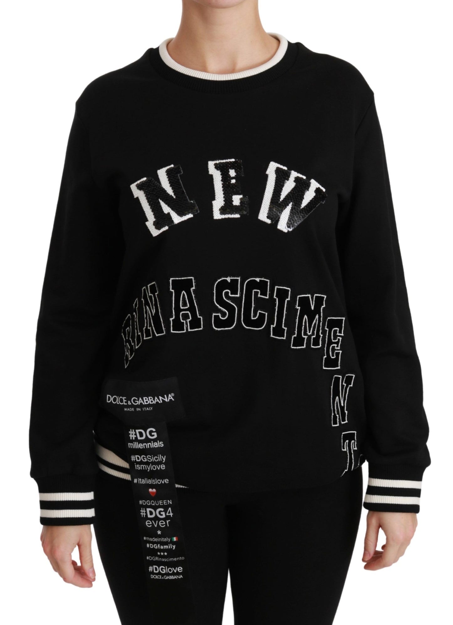 - Chic Black Sequined Cotton Sweater