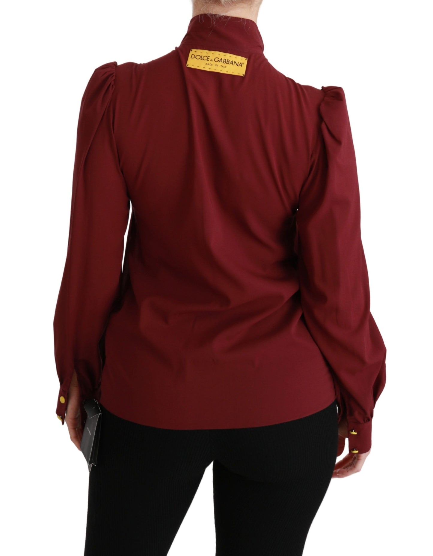 - Elegant Maroon Silk Blend Polo Blouse