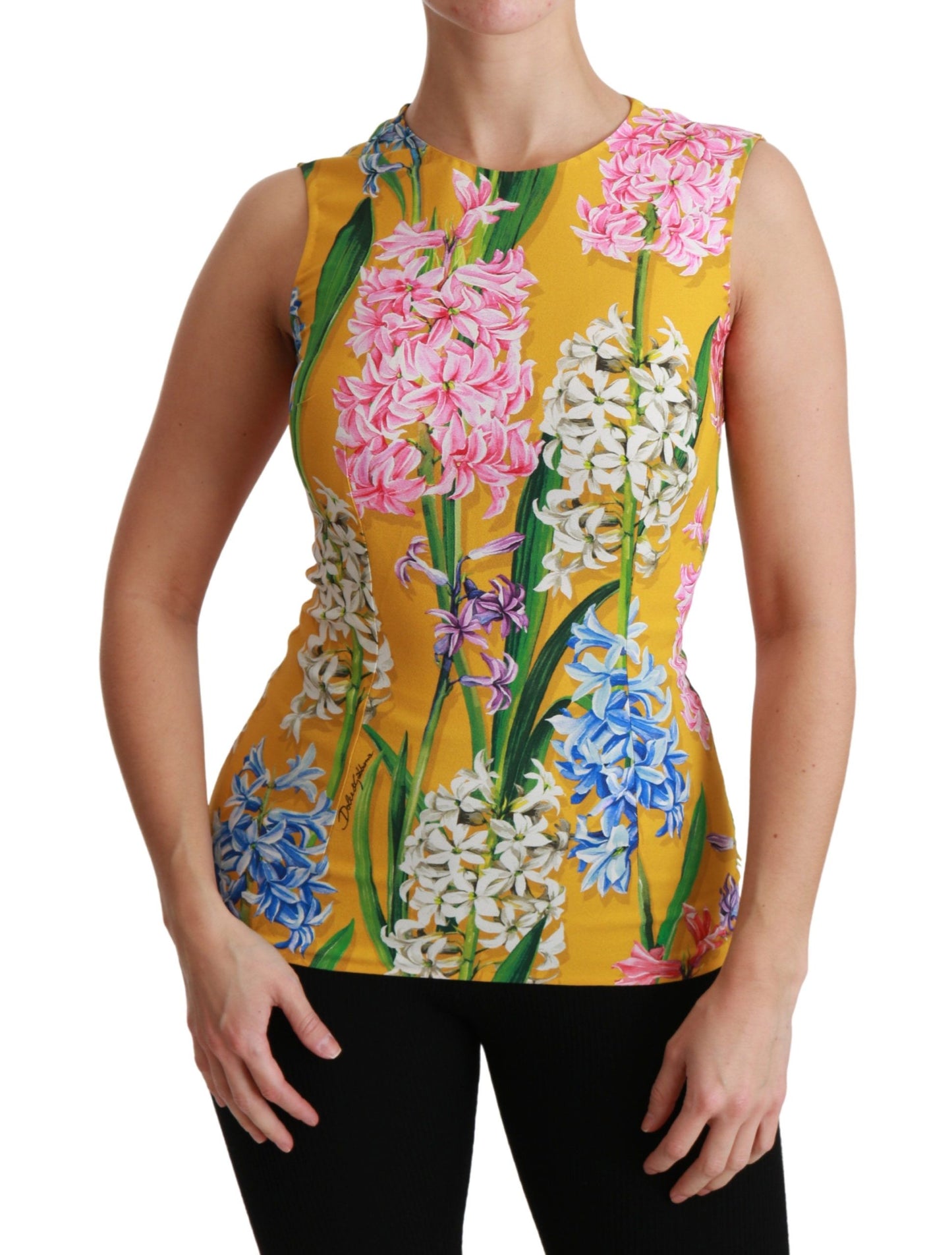 - Sunshine Floral Crewneck Sleeveless Blouse