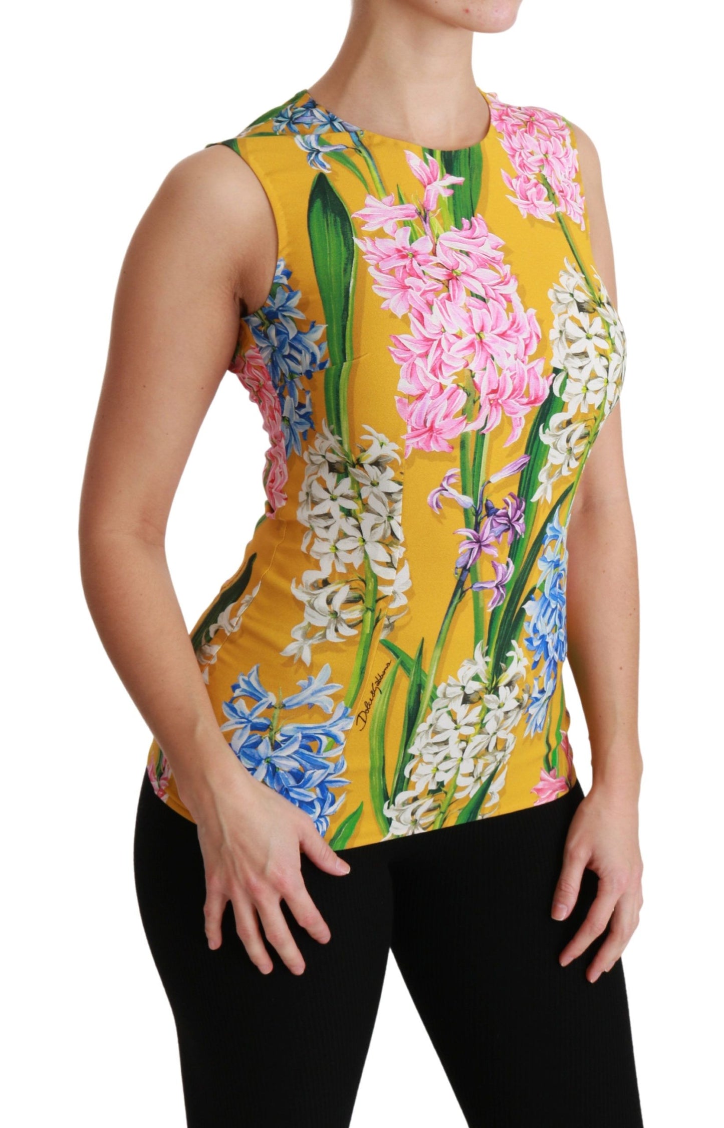 - Sunshine Floral Crewneck Sleeveless Blouse