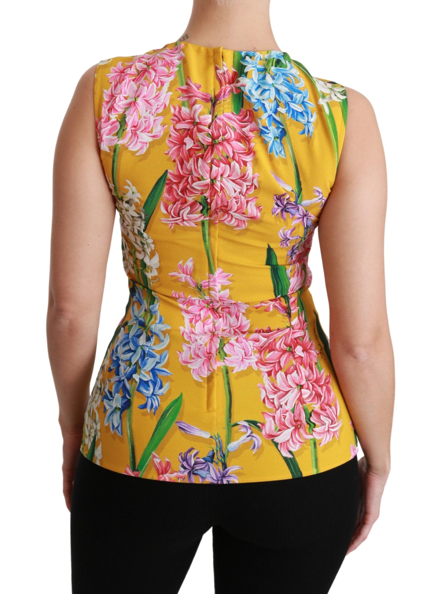 - Sunshine Floral Crewneck Sleeveless Blouse