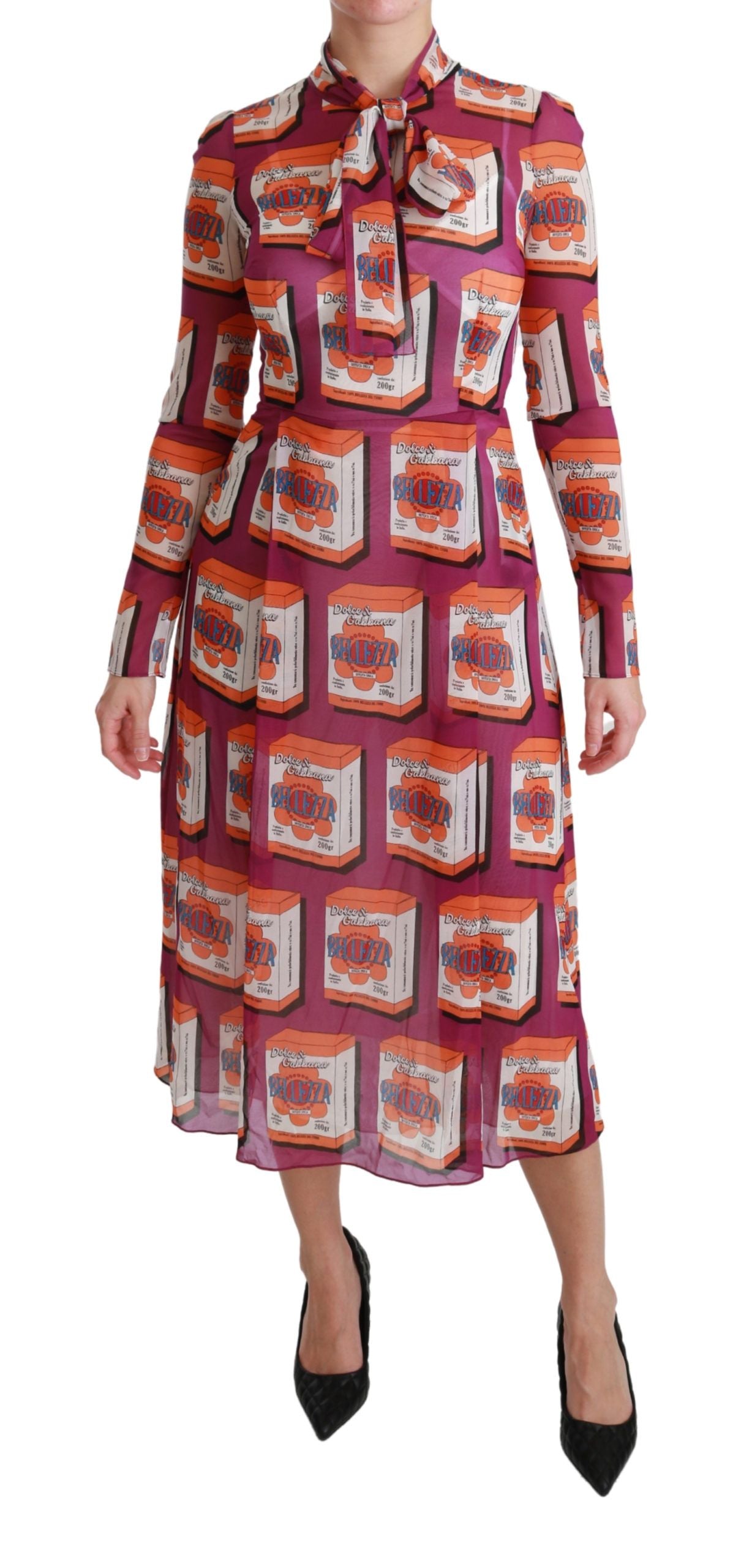 - Elegant Bellezza Print Silk Maxi Dress