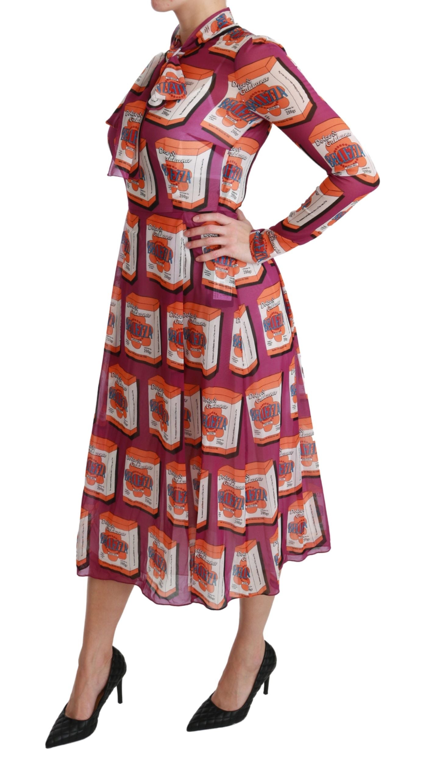 - Elegant Bellezza Print Silk Maxi Dress