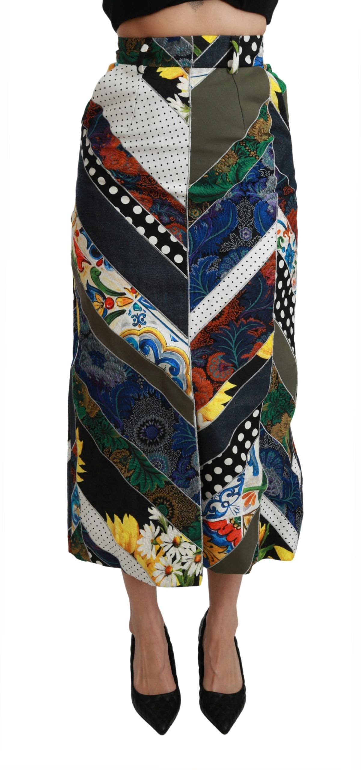 - Elegant Geometric Print High-Waist Skirt