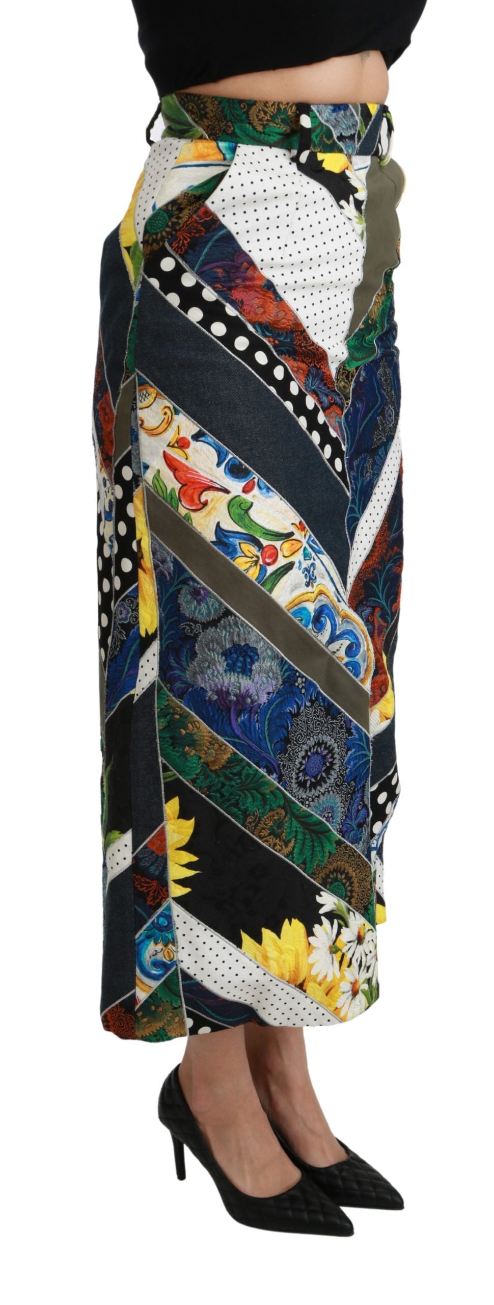 - Elegant Geometric Print High-Waist Skirt