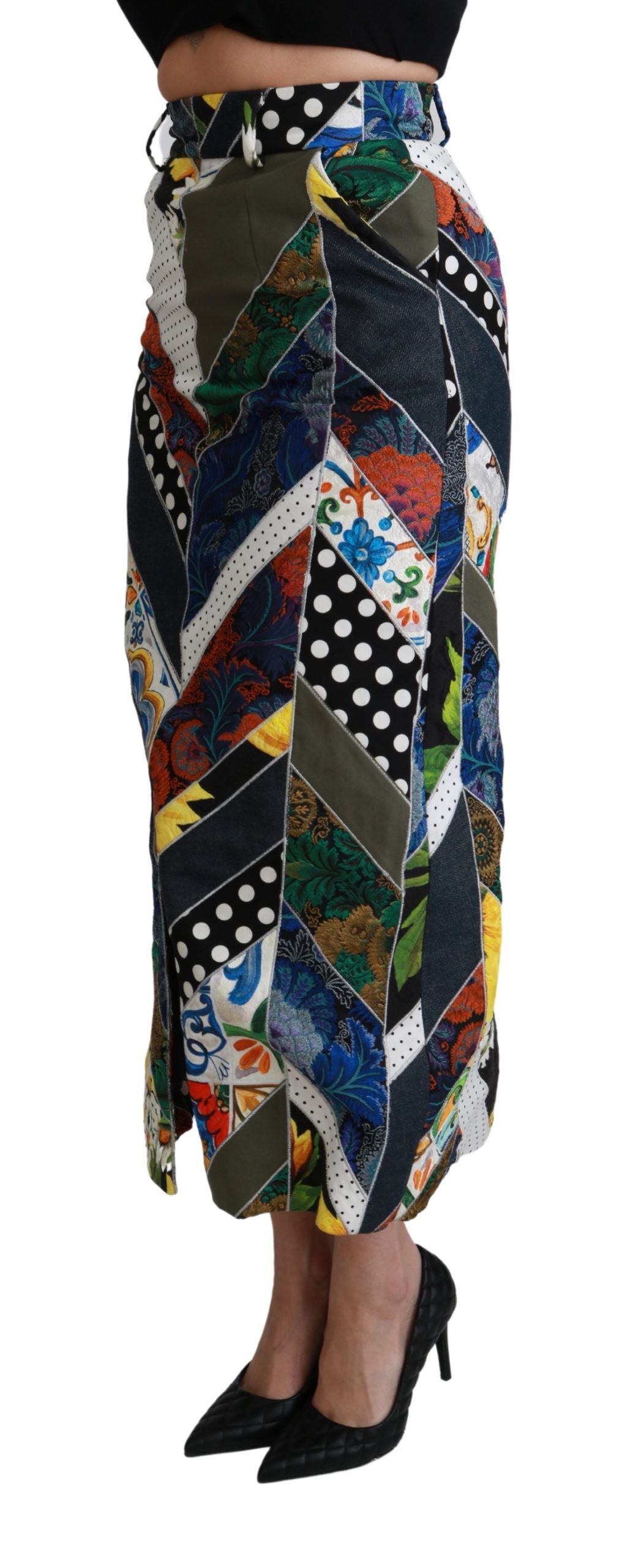 - Elegant Geometric Print High-Waist Skirt