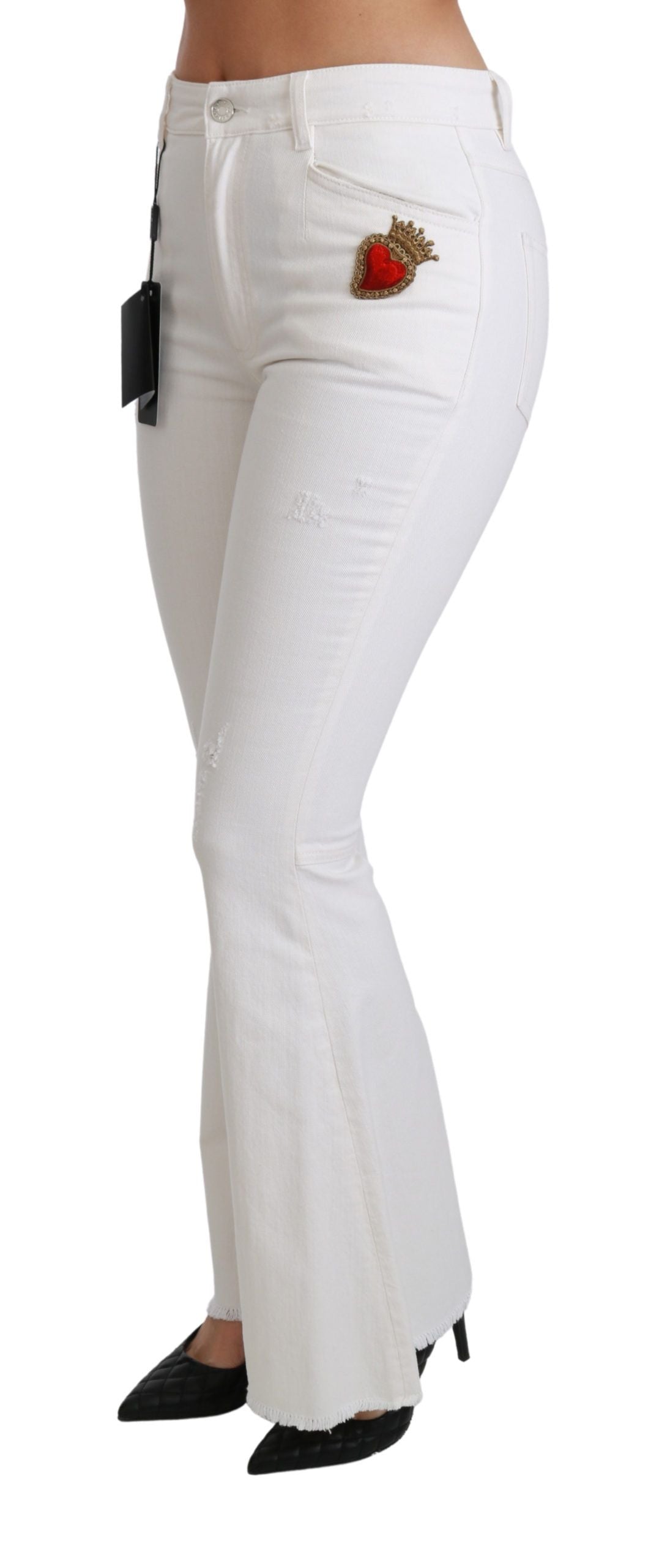 - Chic Flared Mid Waist Embroidered Pants