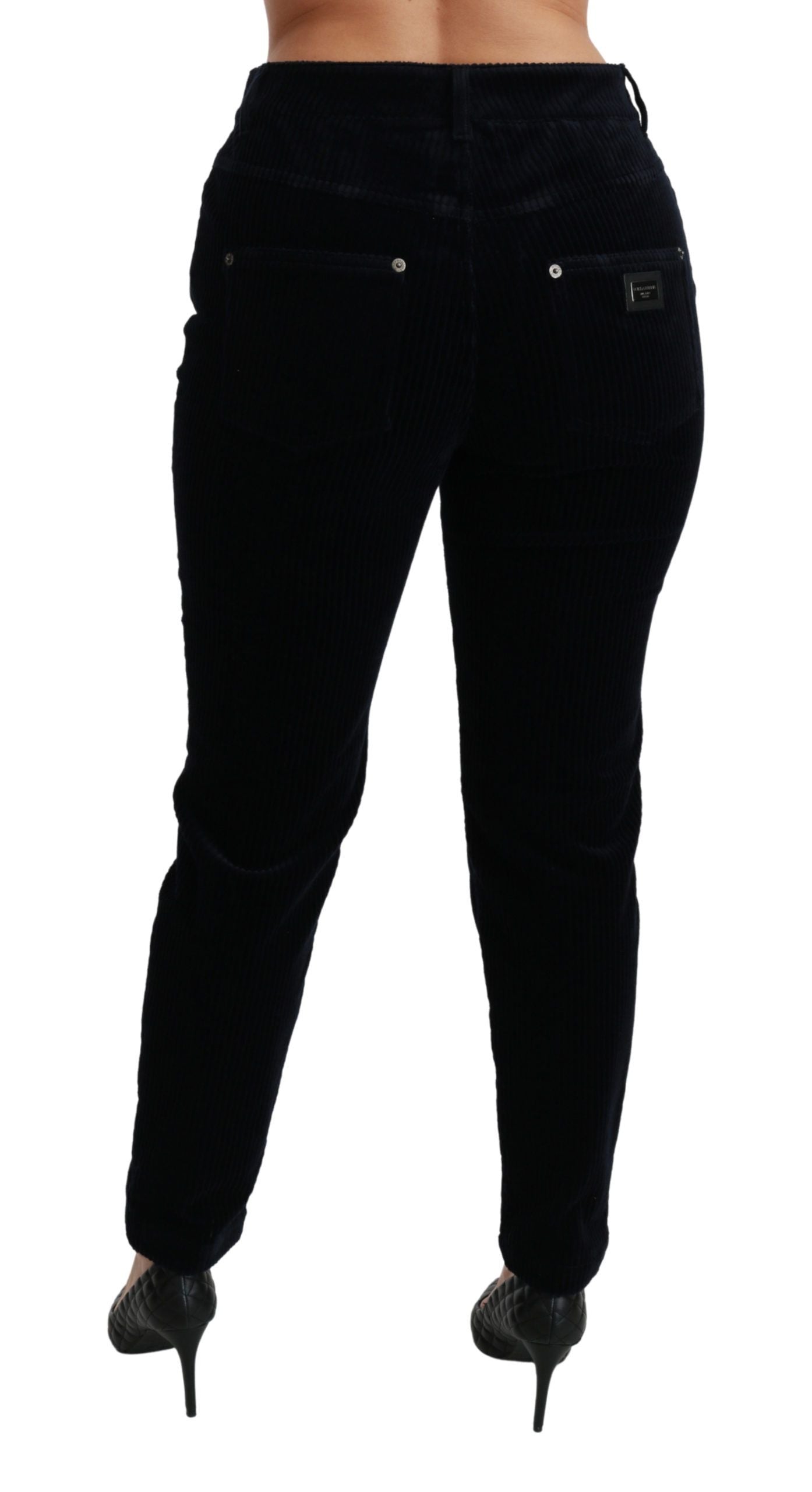 - Chic Mid Waist Skinny Corduroy Jeans