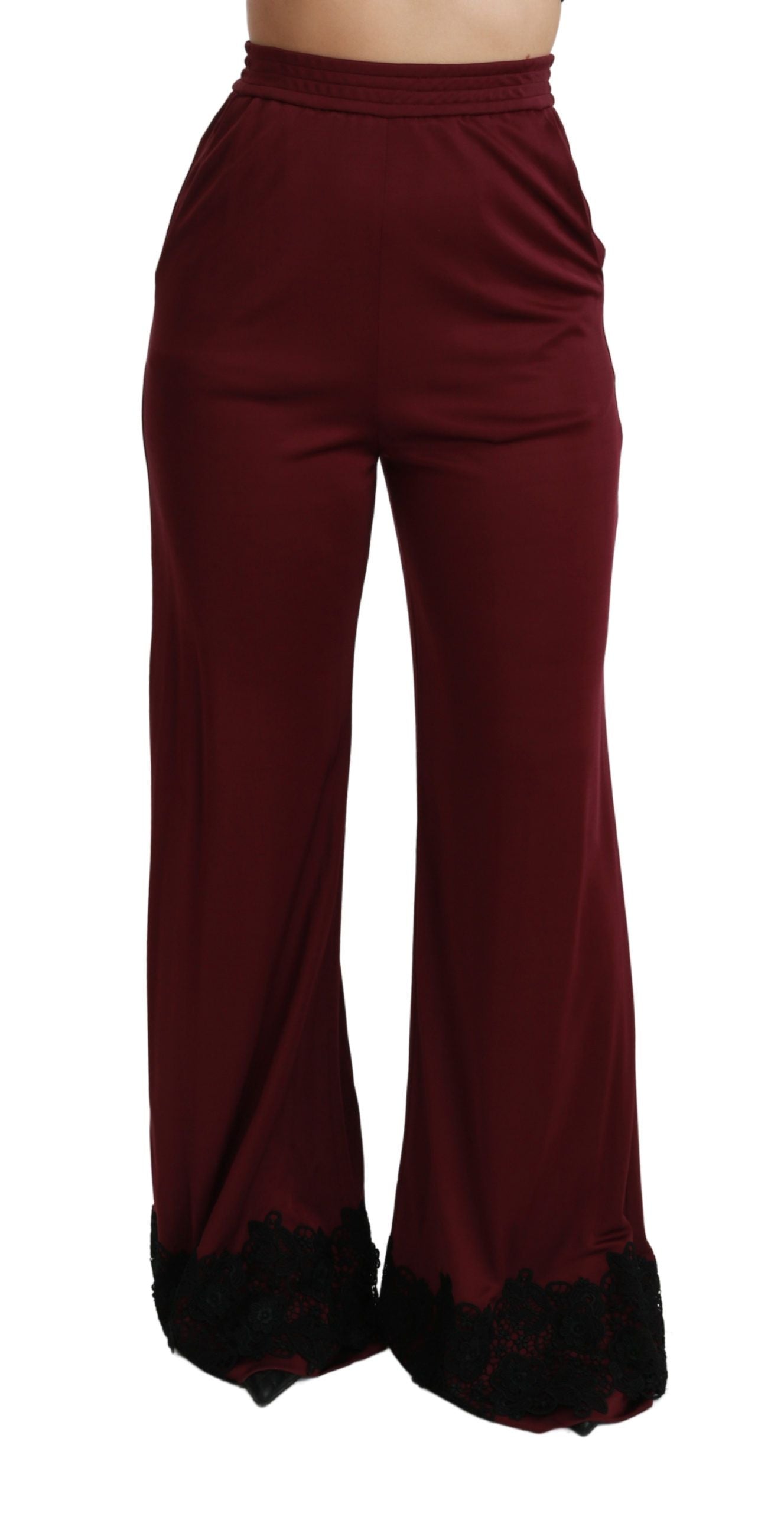 - Elegant Maroon High Waist Wide Leg Trousers