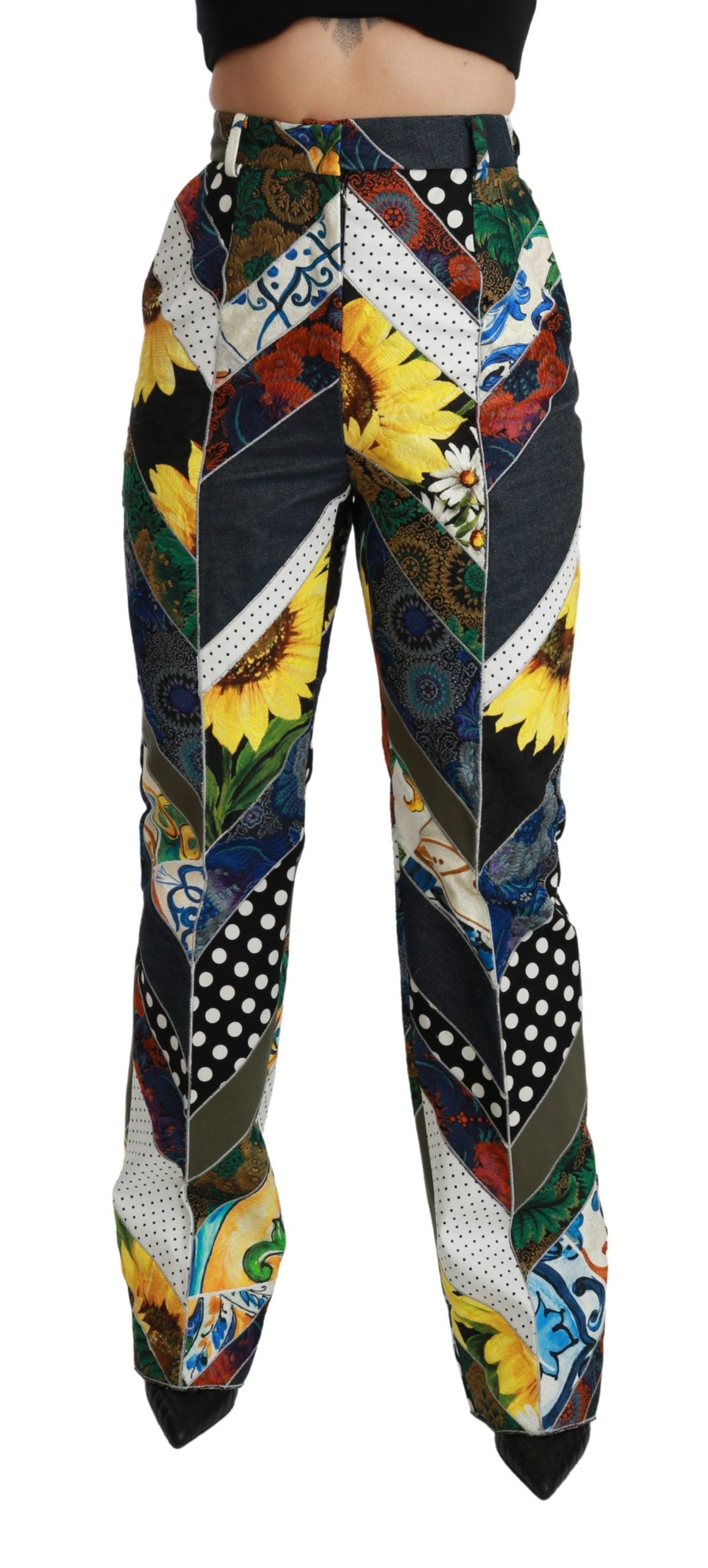 - Elegant High Waist Multicolor Straight Pants
