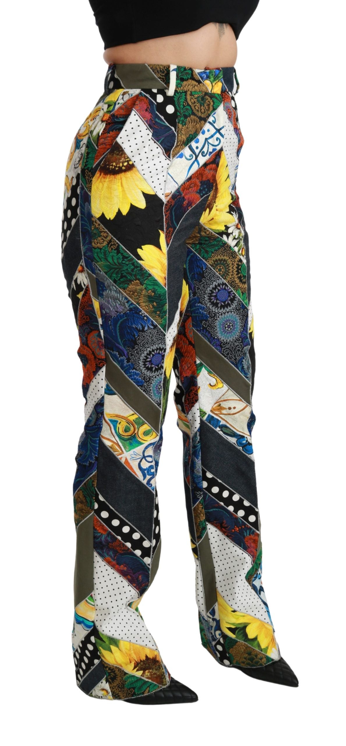 - Elegant High Waist Multicolor Straight Pants