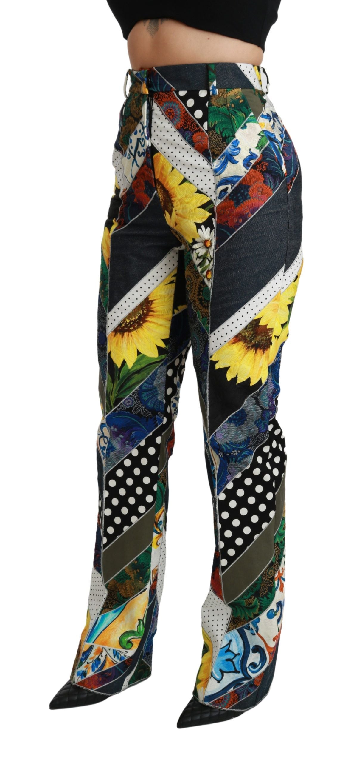 - Elegant High Waist Multicolor Straight Pants