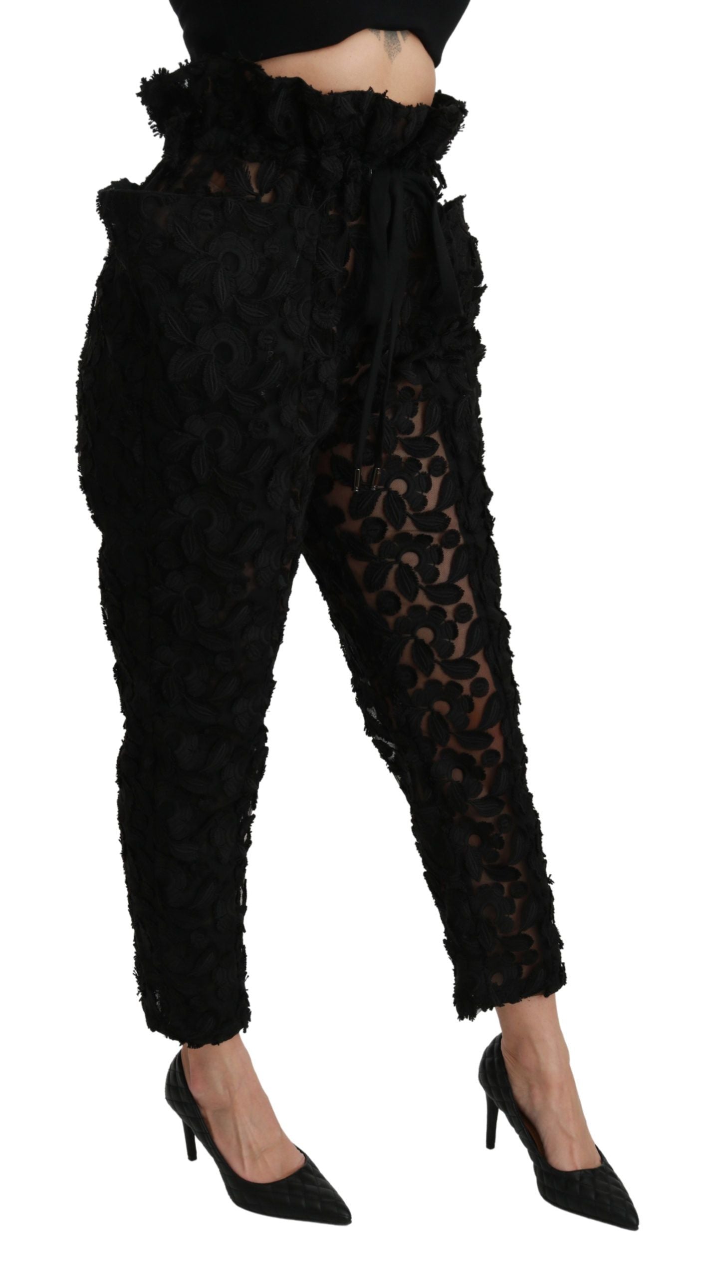 - Chic Tapered High Waist Lace Pants