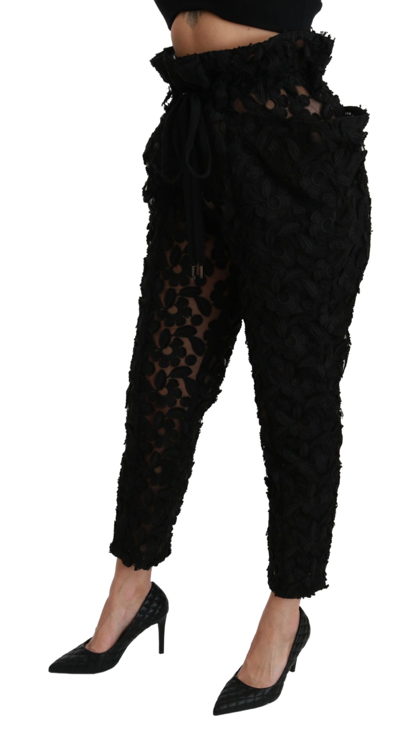 - Chic Tapered High Waist Lace Pants