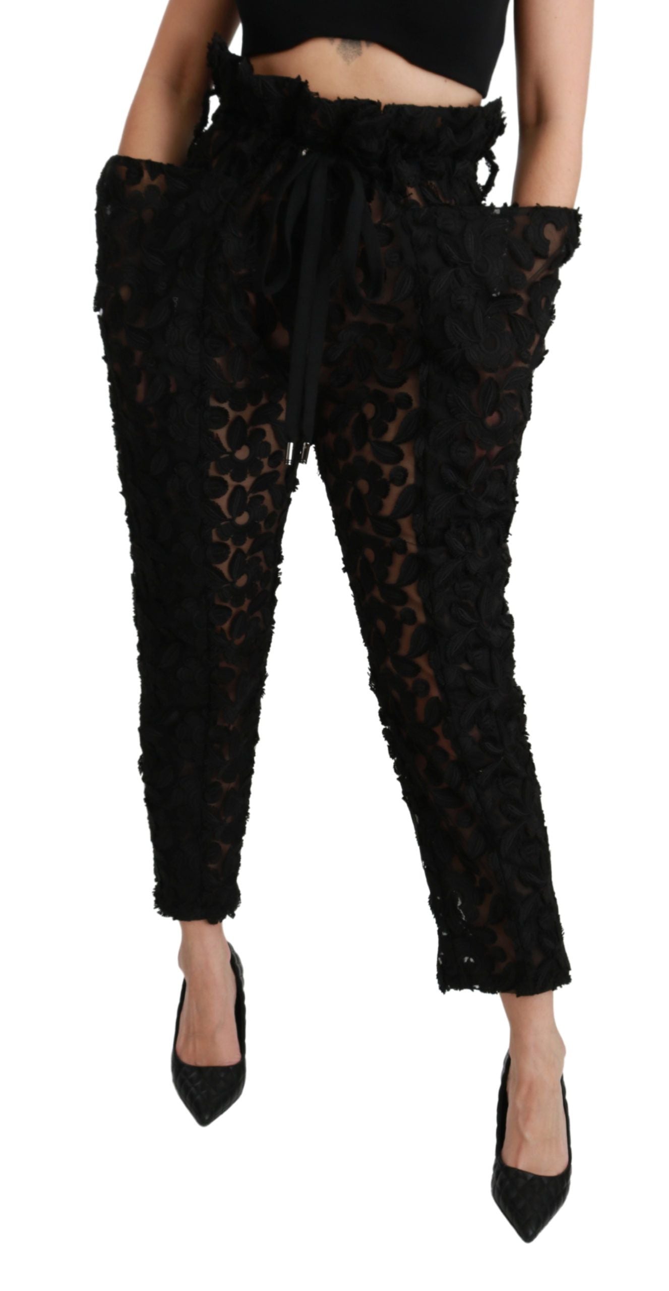 - Chic Tapered High Waist Lace Pants