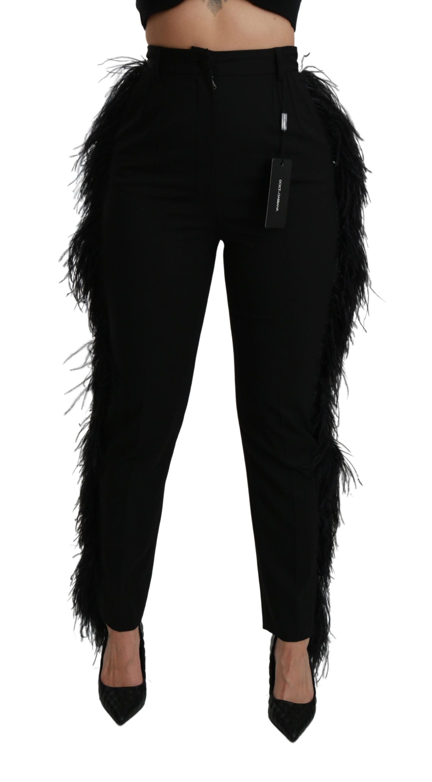 - Elegant High Waist Wool Blend Pants