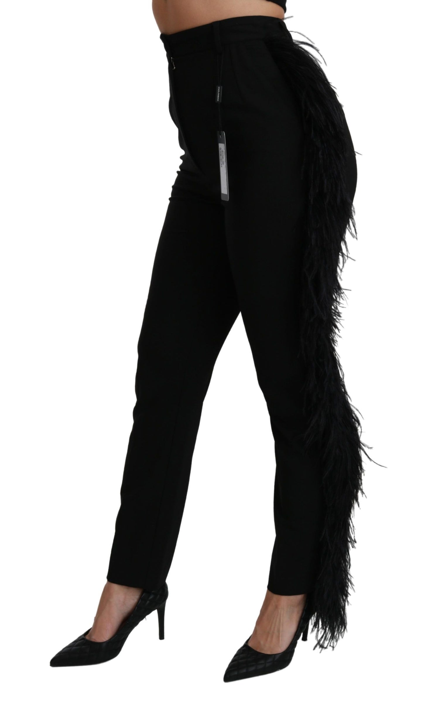 - Elegant High Waist Wool Blend Pants