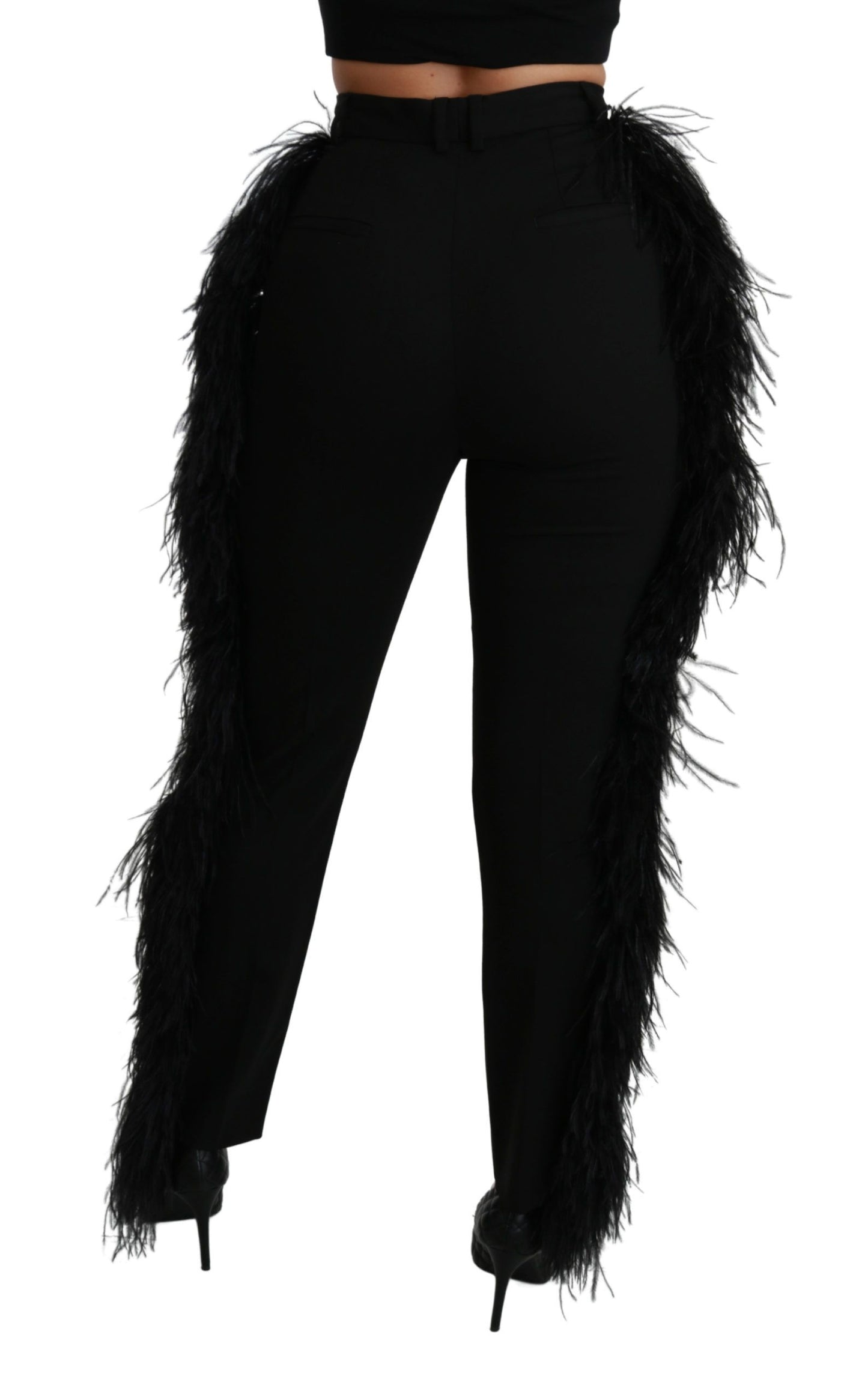 - Elegant High Waist Wool Blend Pants