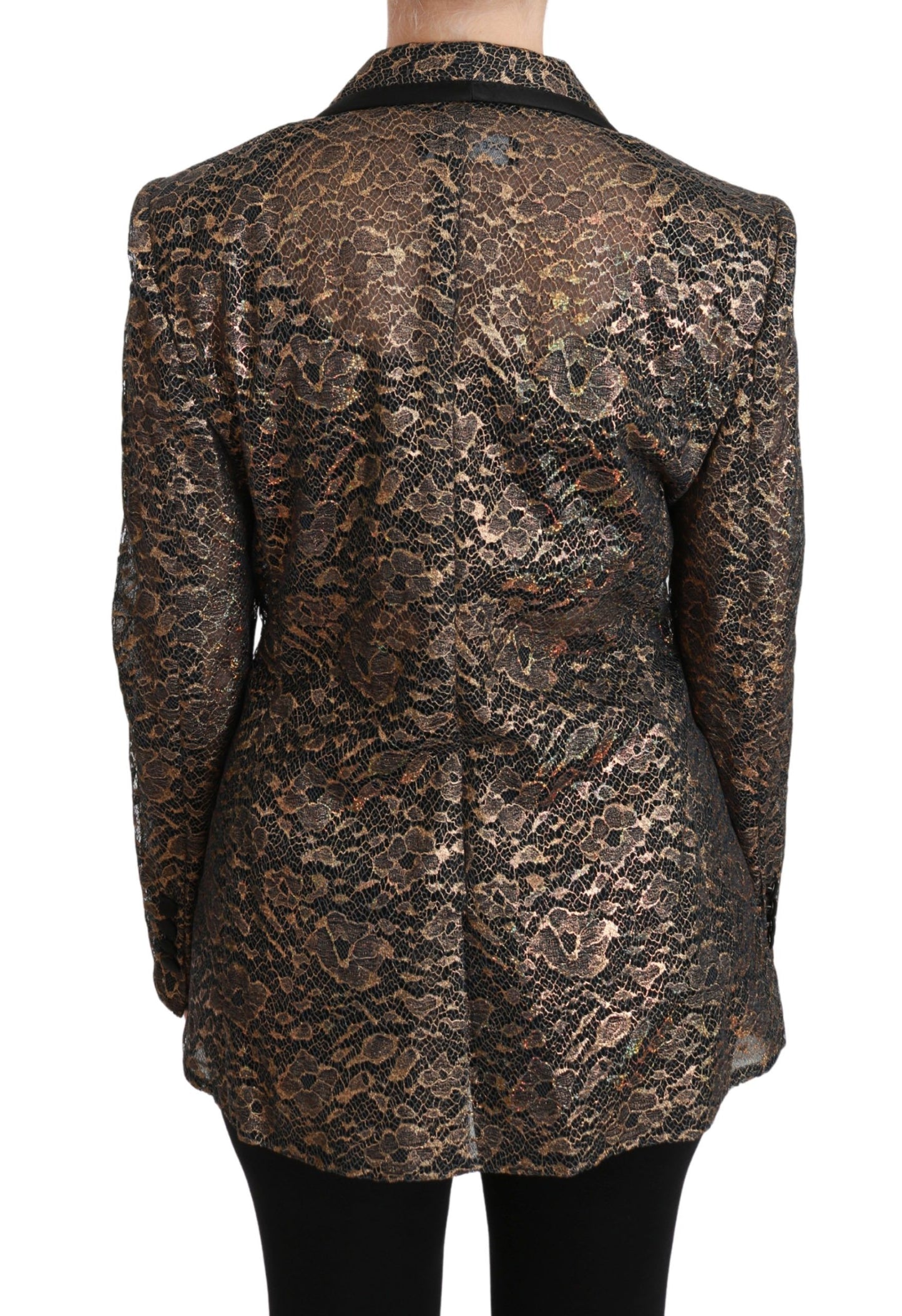 - Elegant Gold Floral Lace Blazer Jacket