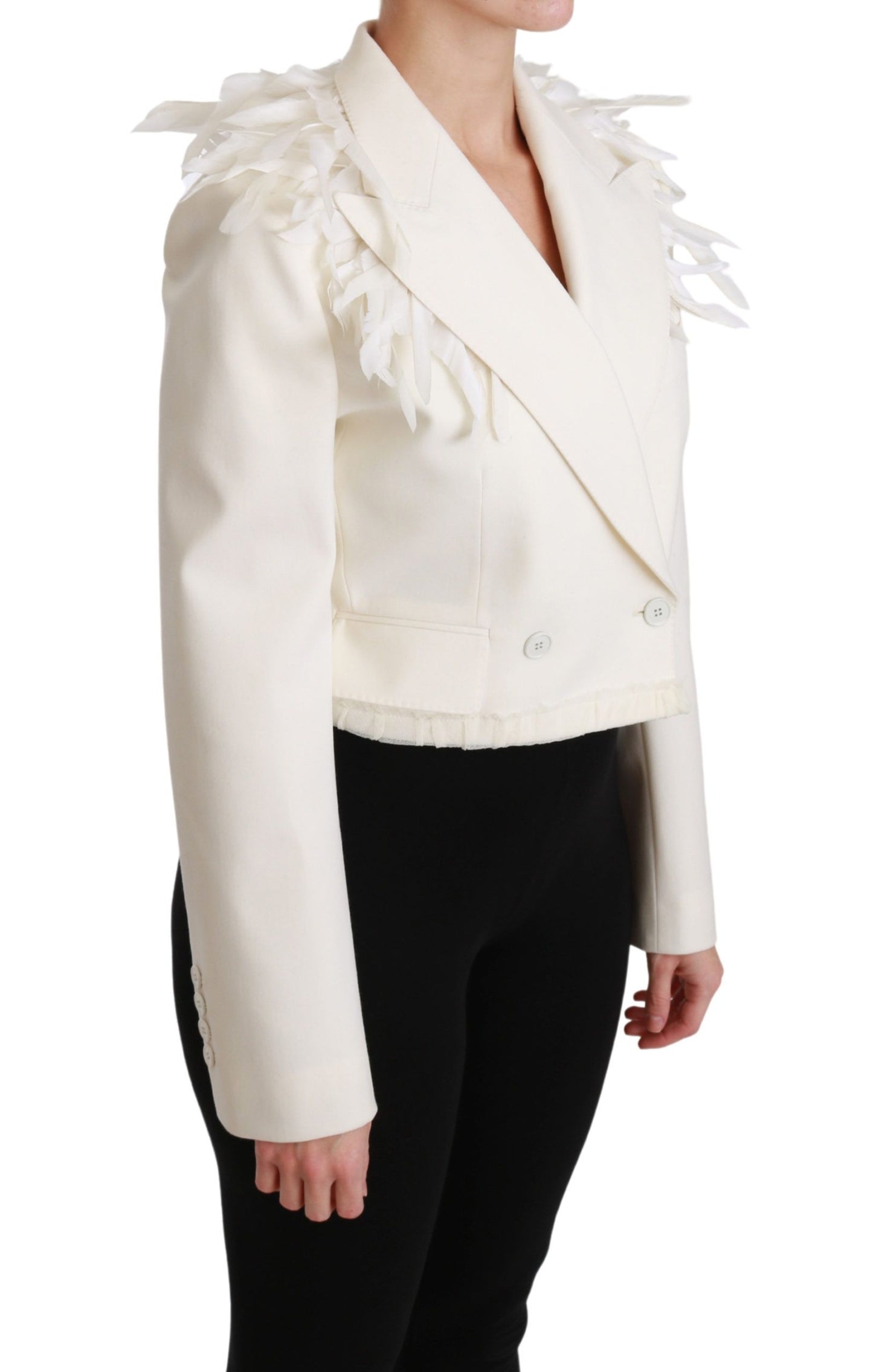 - Elegant White Double Breasted Blazer Jacket