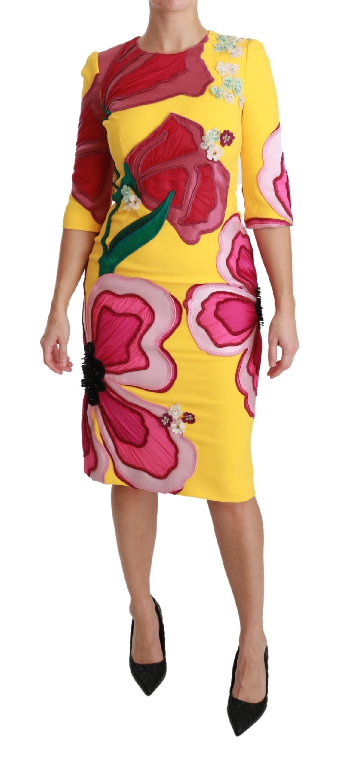 - Sunshine Bloom Sheath Knee-Length Dress