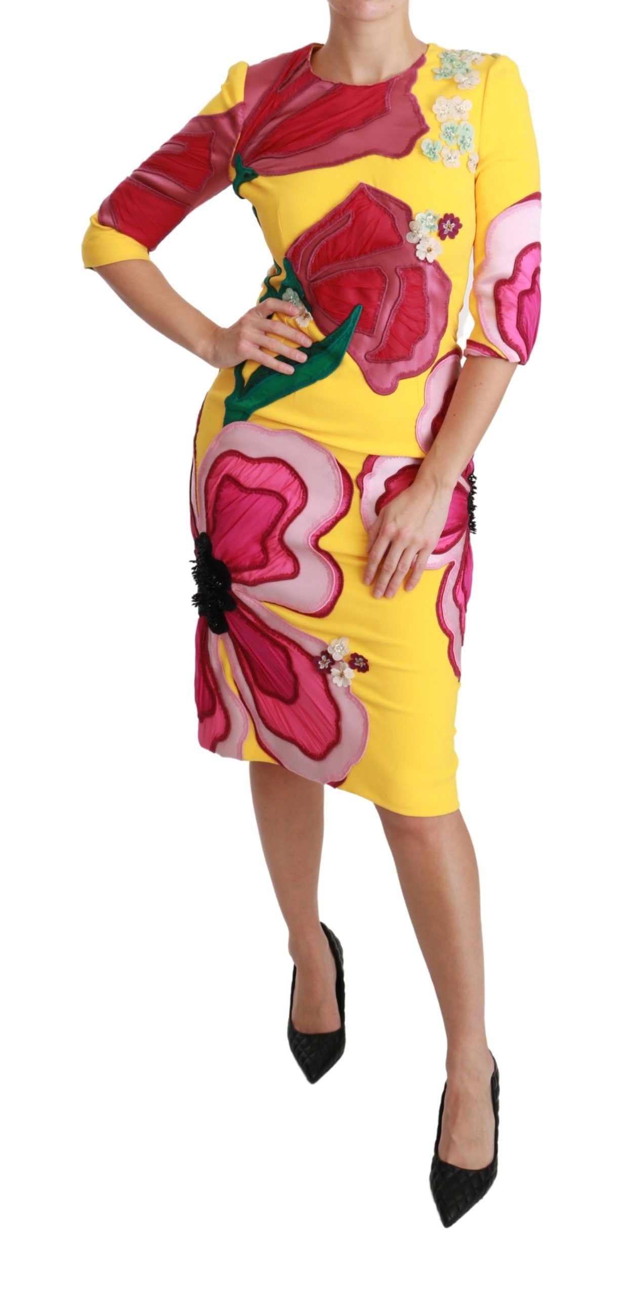 - Sunshine Bloom Sheath Knee-Length Dress