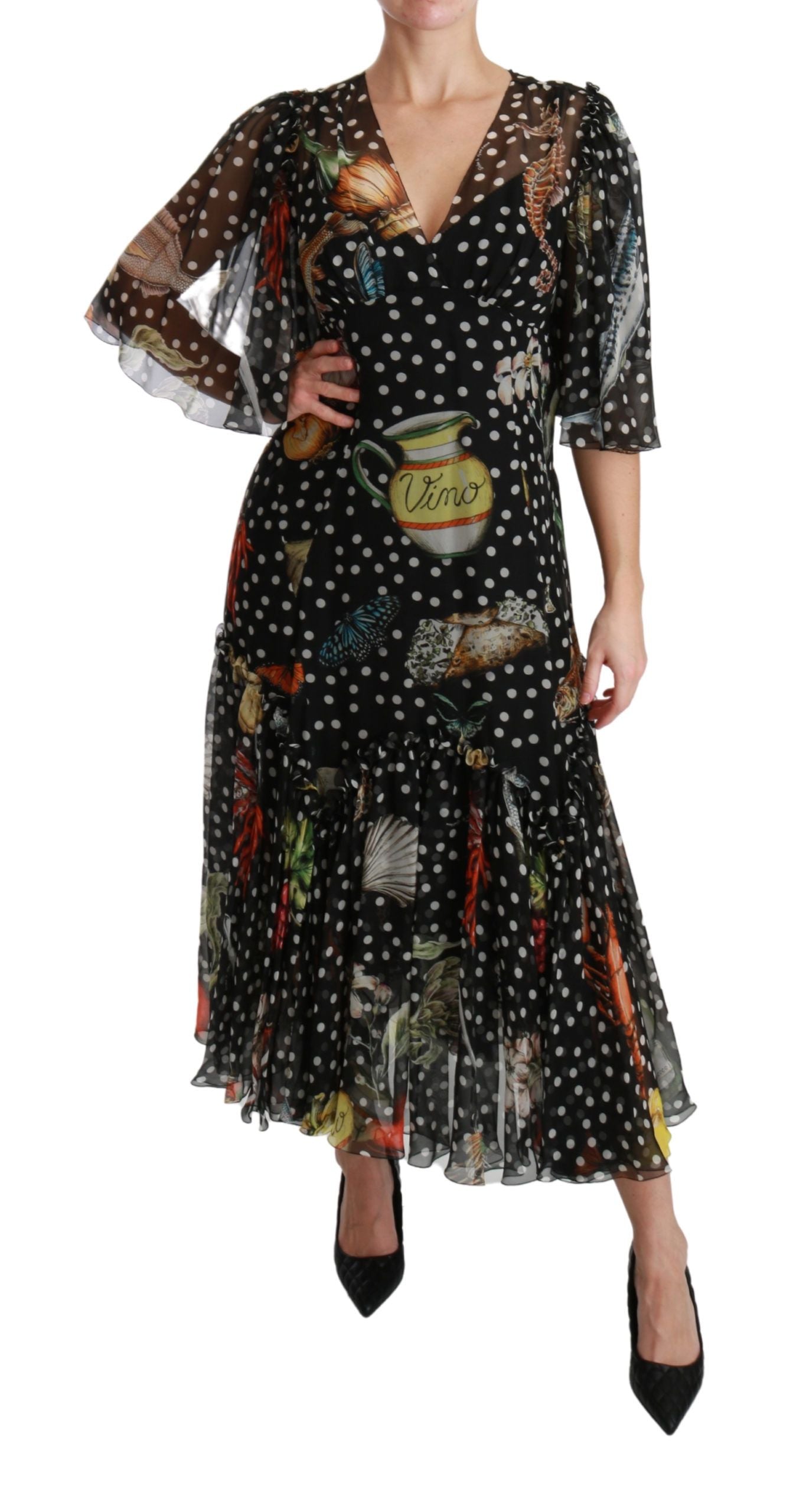 - Elegant Silk Pleated A-Line Maxi Dress
