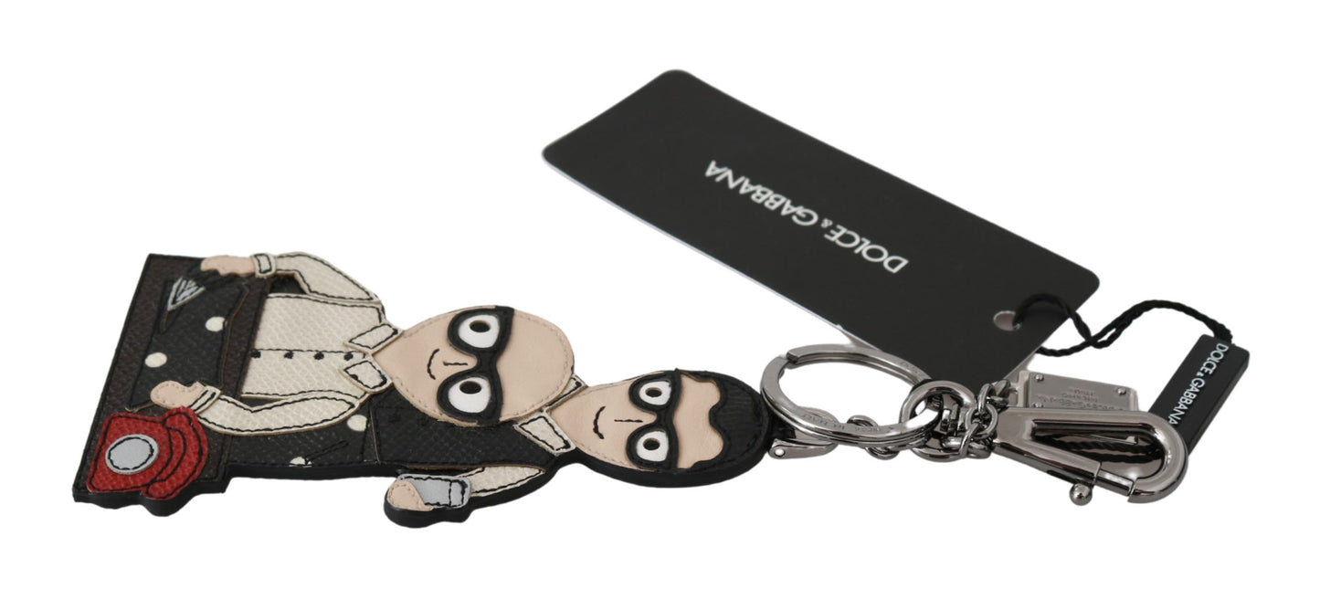 - Elegant Trio-Tone Leather Keychain