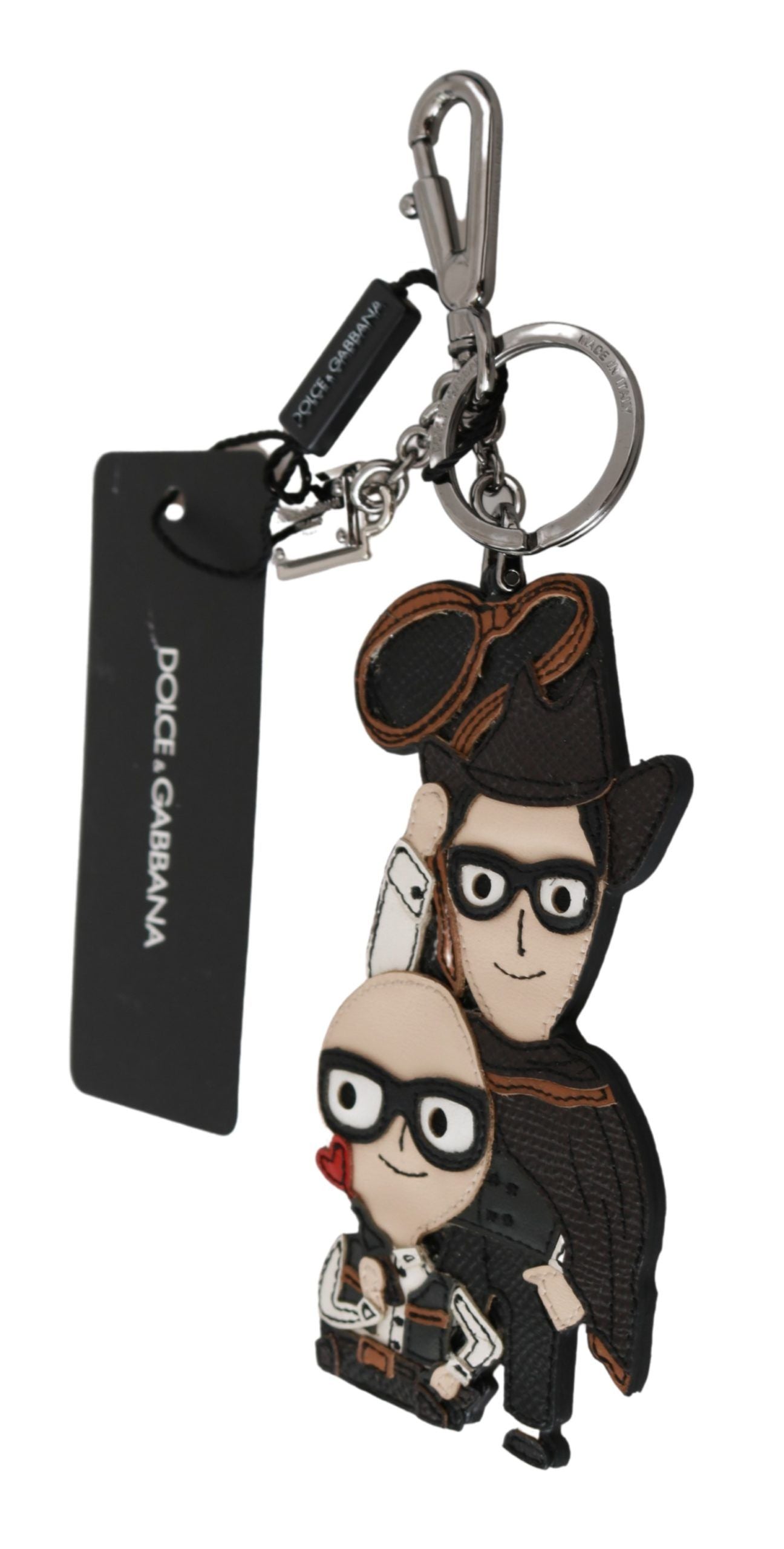 - Chic Leather-Trim Keychain with Brass Accents
