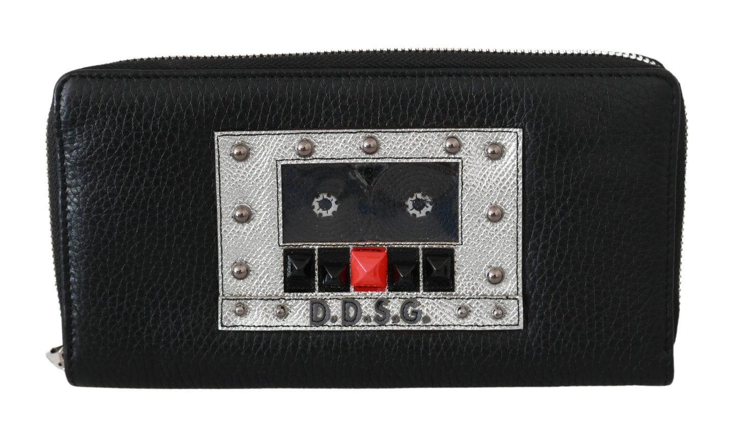 - Elegant Black Leather Zip Continental Wallet