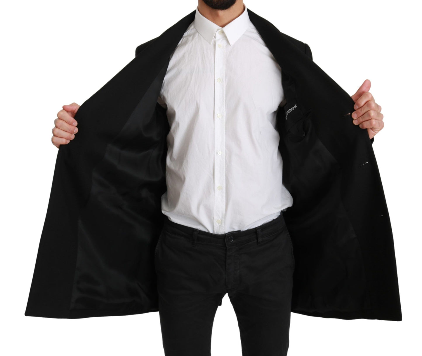 - Elegant Black Wool Formal Blazer