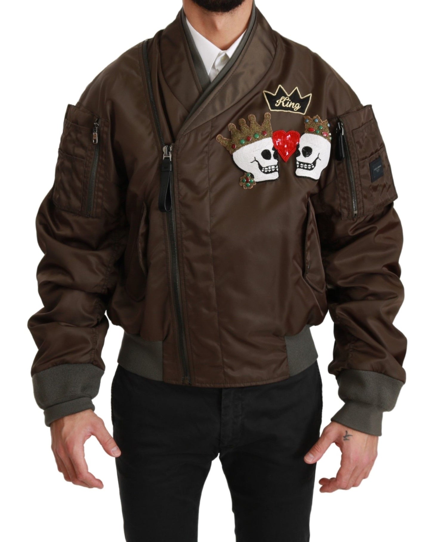 - Sequined Double-Breasted Bomber Jacket