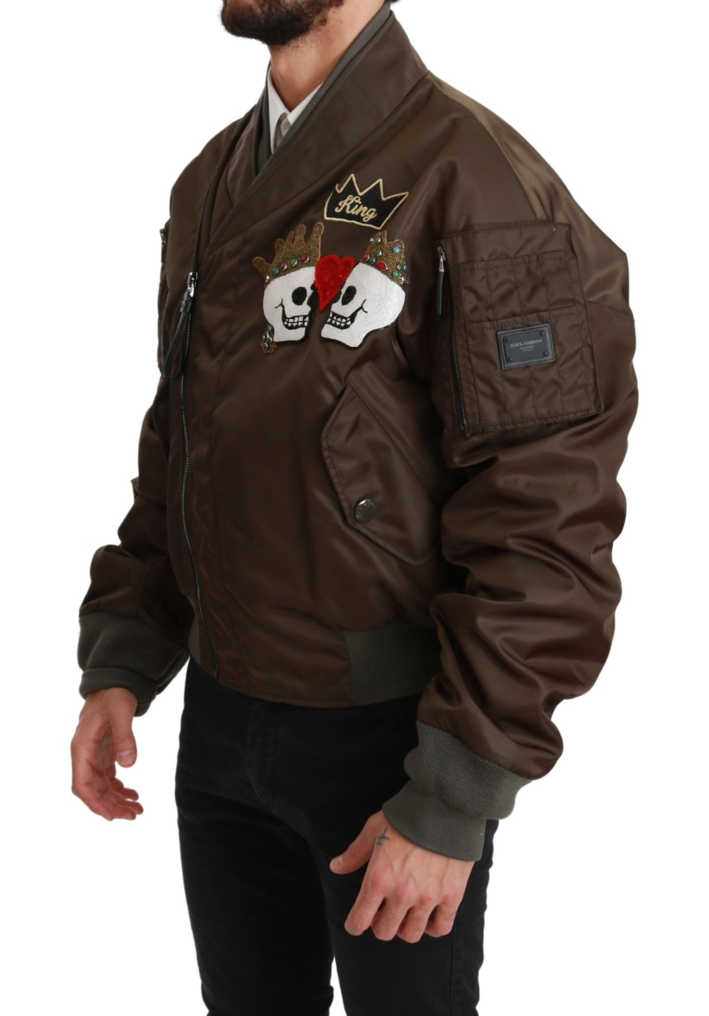 - Sequined Double-Breasted Bomber Jacket