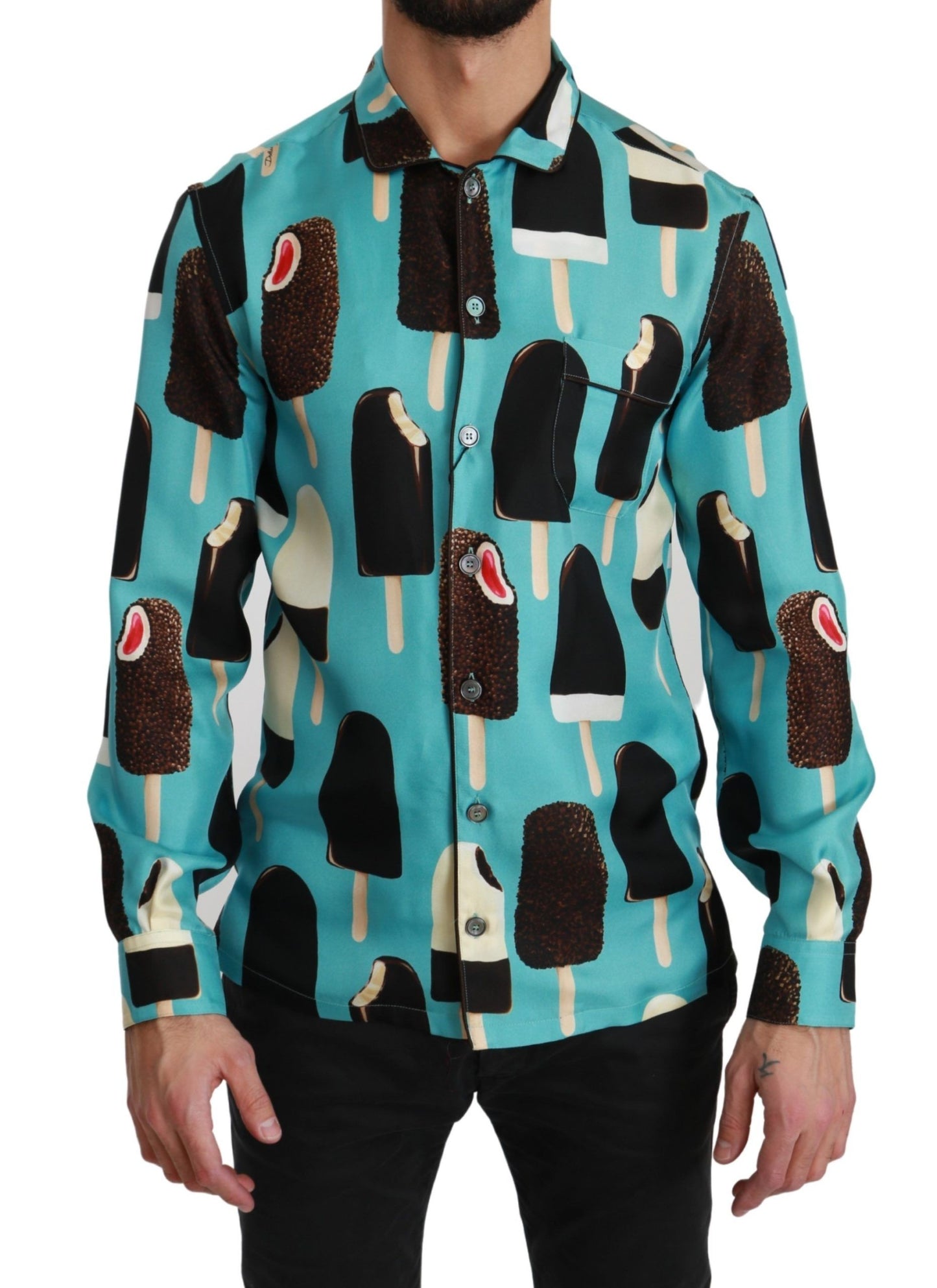 - Exclusive Silk Blend Ice-Cream Print Shirt