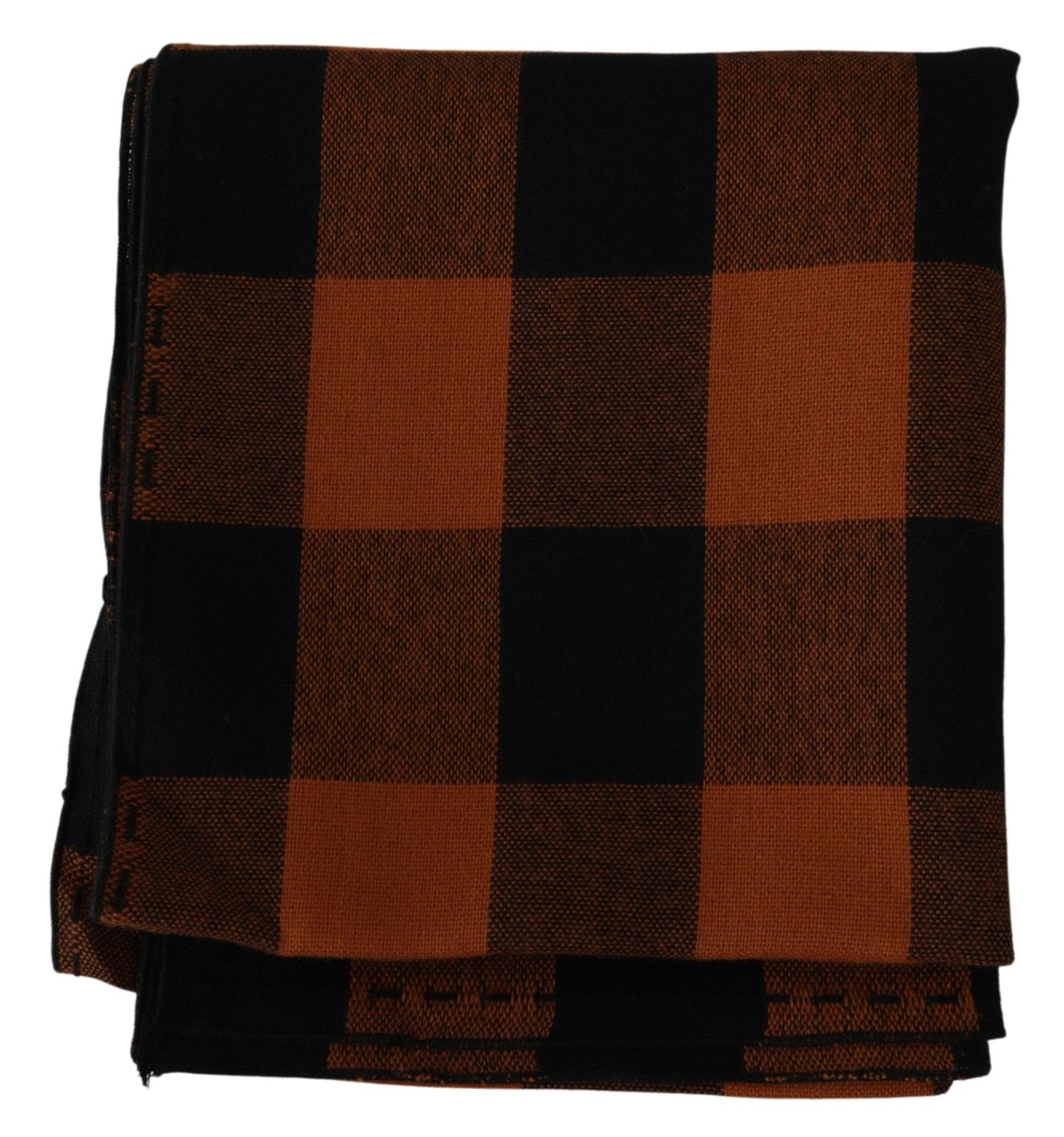 - Chic Orange Check Wool Blend Scarf