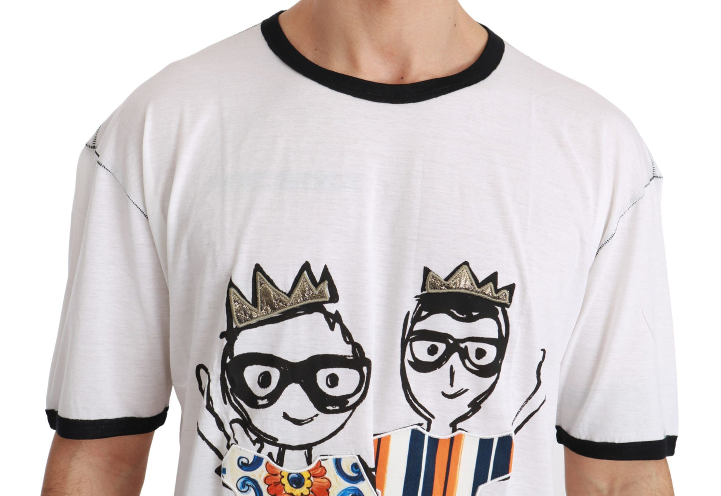 - Elegant White Silk-Blend Men's T-Shirt
