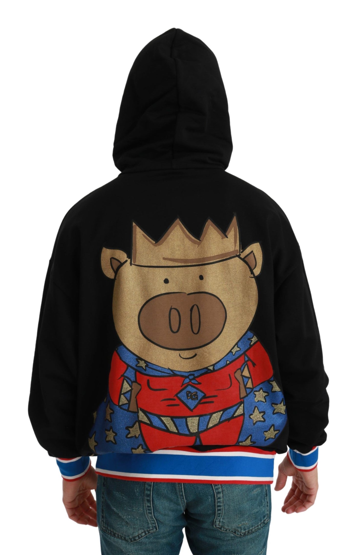 - Elegant Hooded Pullover With Regal Motif