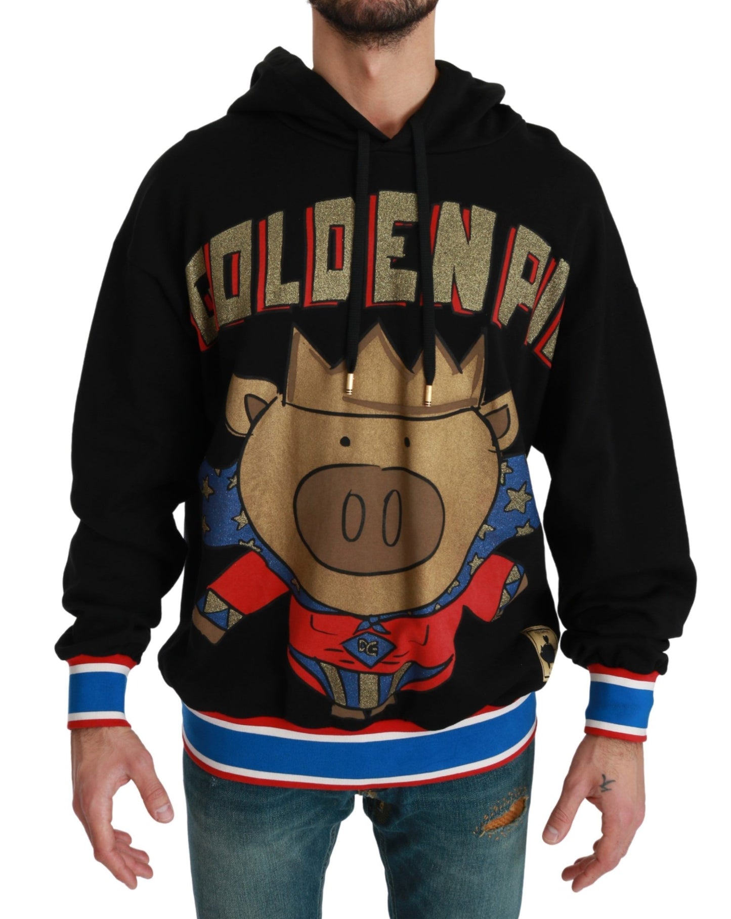 - Elegant Hooded Pullover With Regal Motif