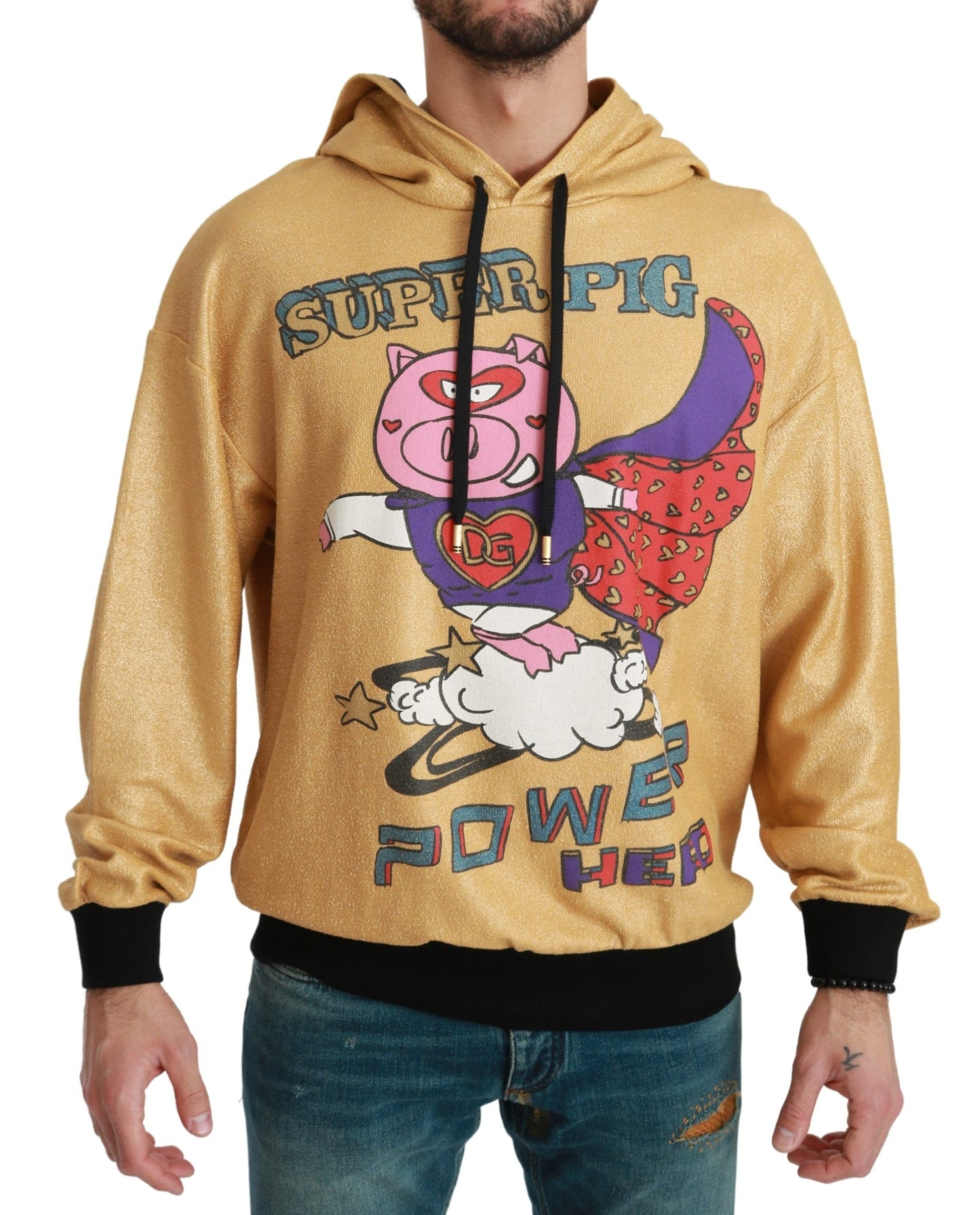 - Exquisite Gold Hooded Cotton Sweater