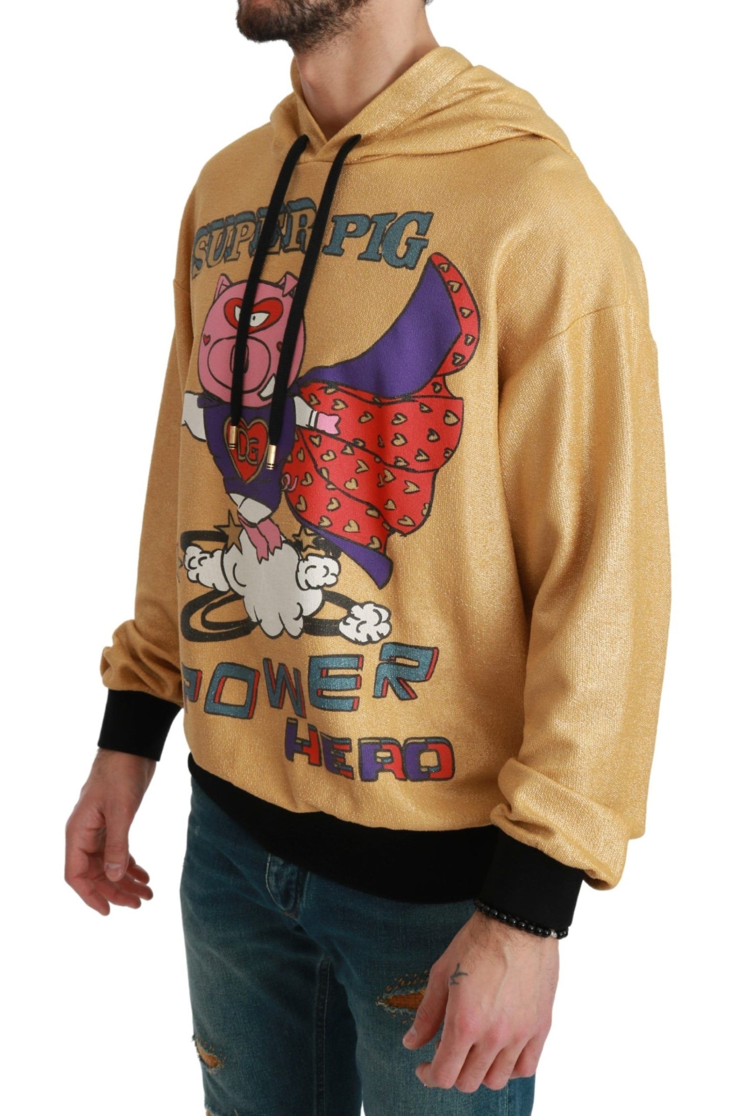 - Exquisite Gold Hooded Cotton Sweater