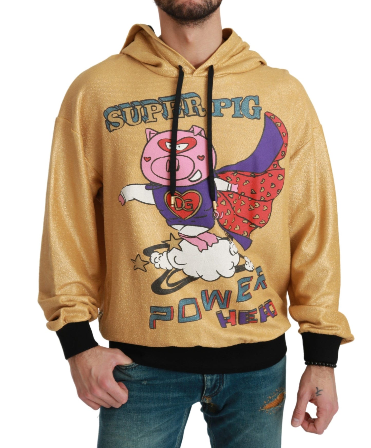 - Exquisite Gold Hooded Cotton Sweater