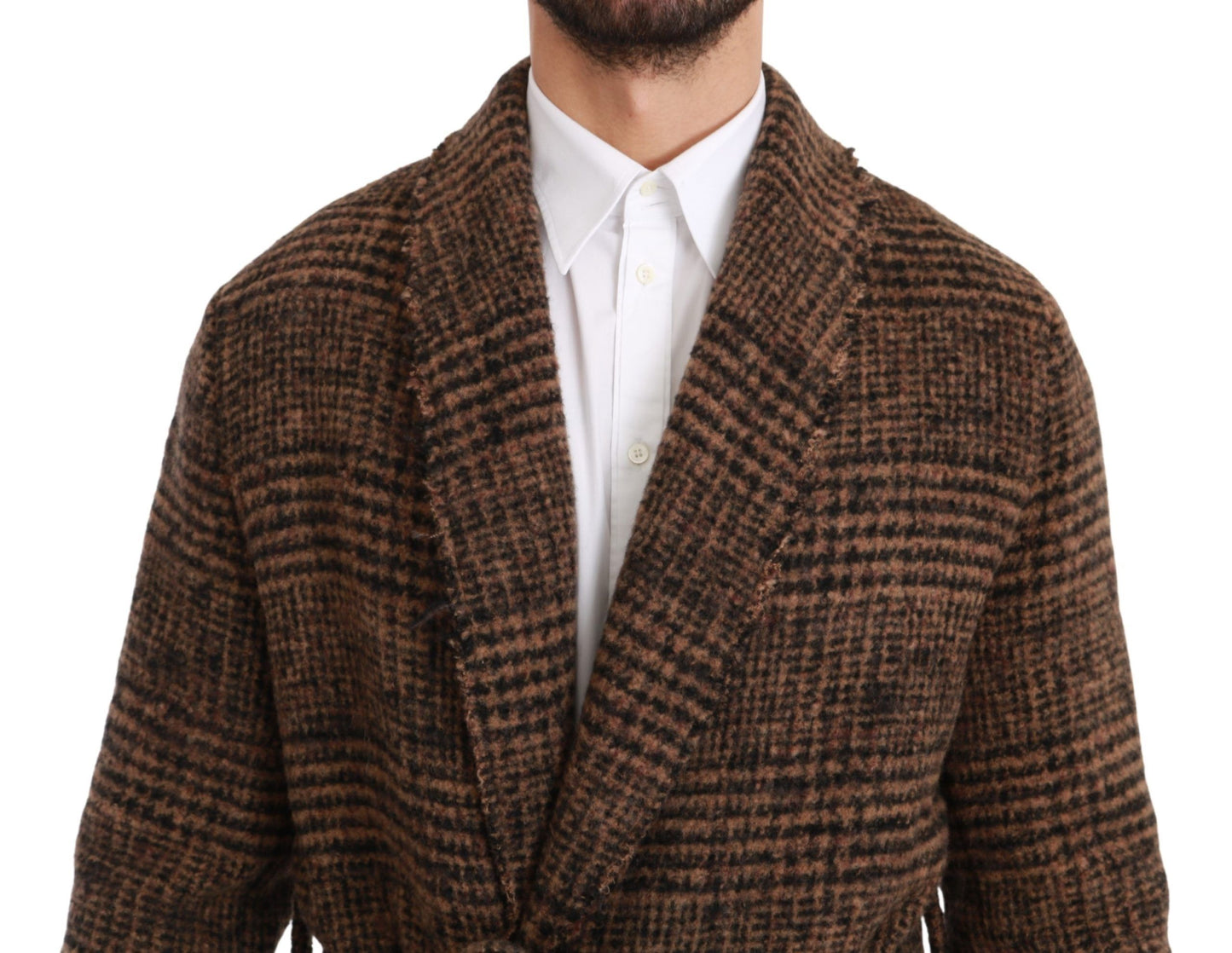 - Elegant Brown Alpaca Blend Belted Cape Jacket