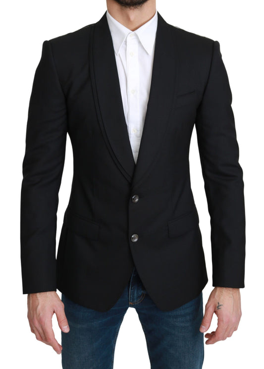 - Elegant Black Virgin Wool Formal Blazer