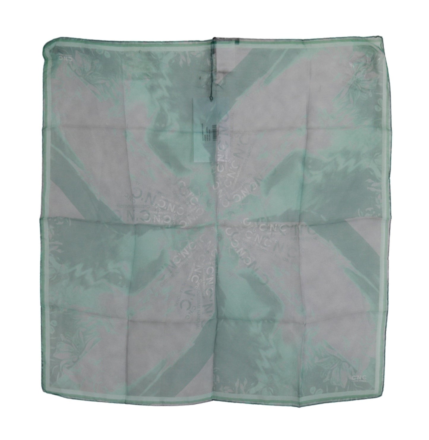- Elegant Silk Green Printed Scarf