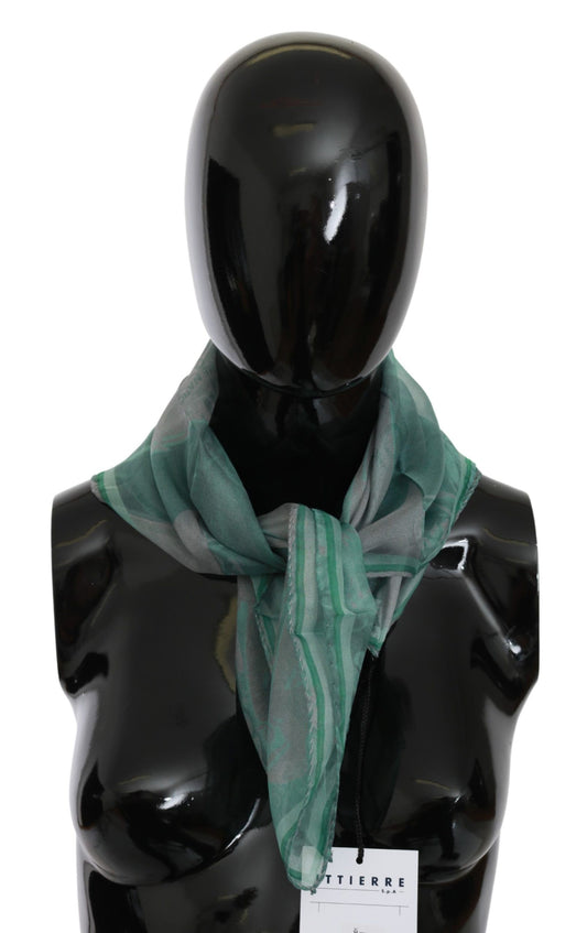 - Elegant Silk Green Printed Scarf