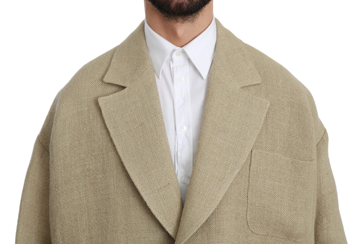- Chic Beige Jute Single-Breasted Blazer