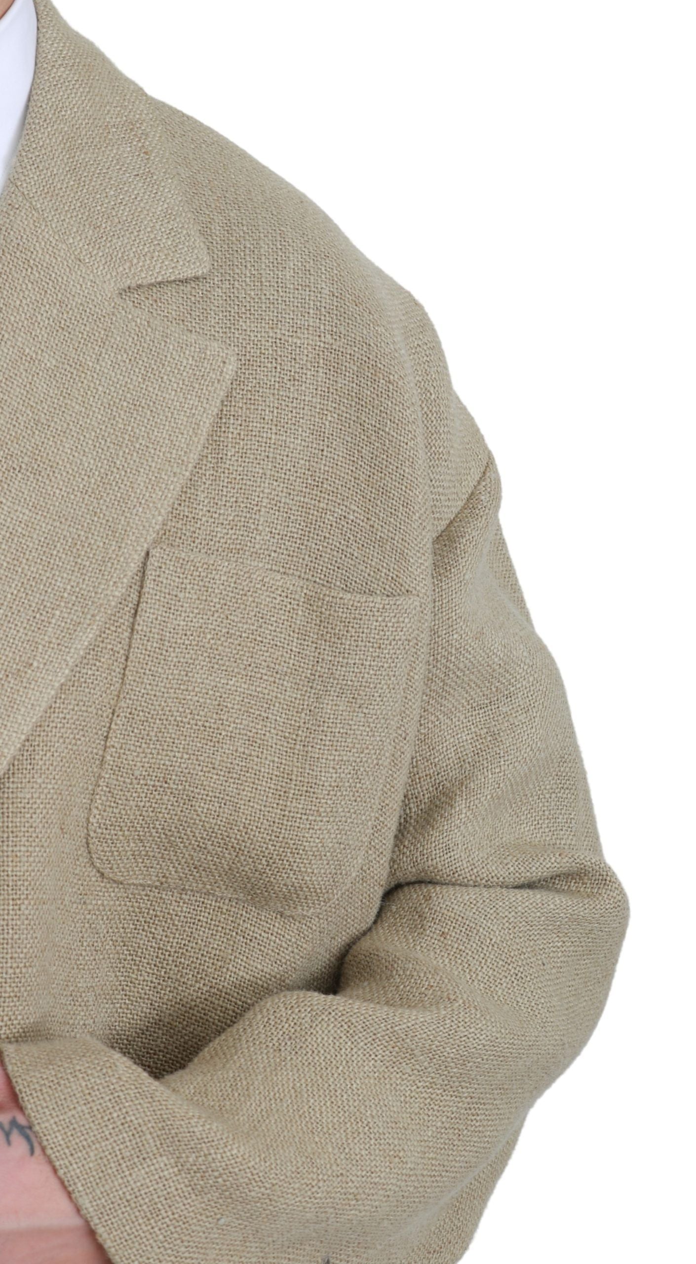 - Chic Beige Jute Single-Breasted Blazer