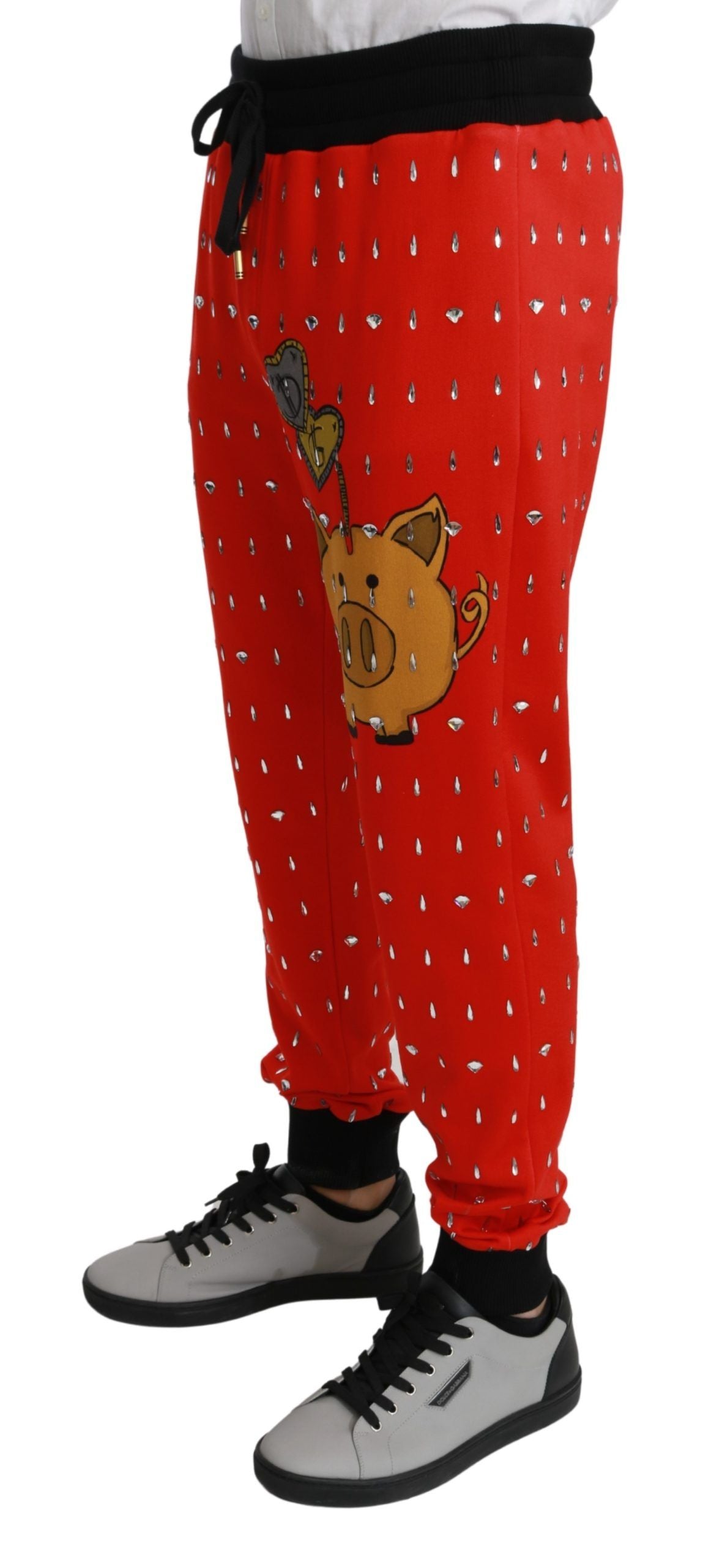 - Chic Red Piggy Bank Print Sweatpants